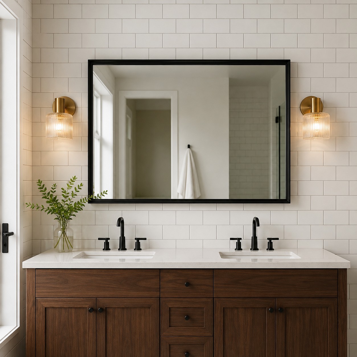 Caris Modern Brass Cylinder Glass Wall Sconce