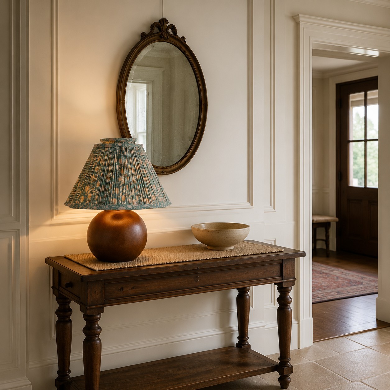 Rosalies French Country Pleated Floral Linen Table Light