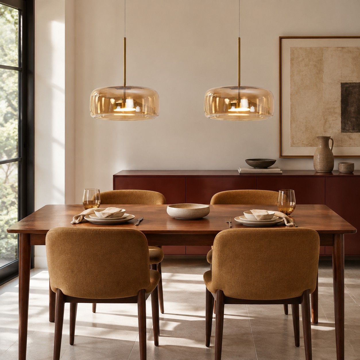 Raith Mouth Blown Glass Shade Pendant Light
