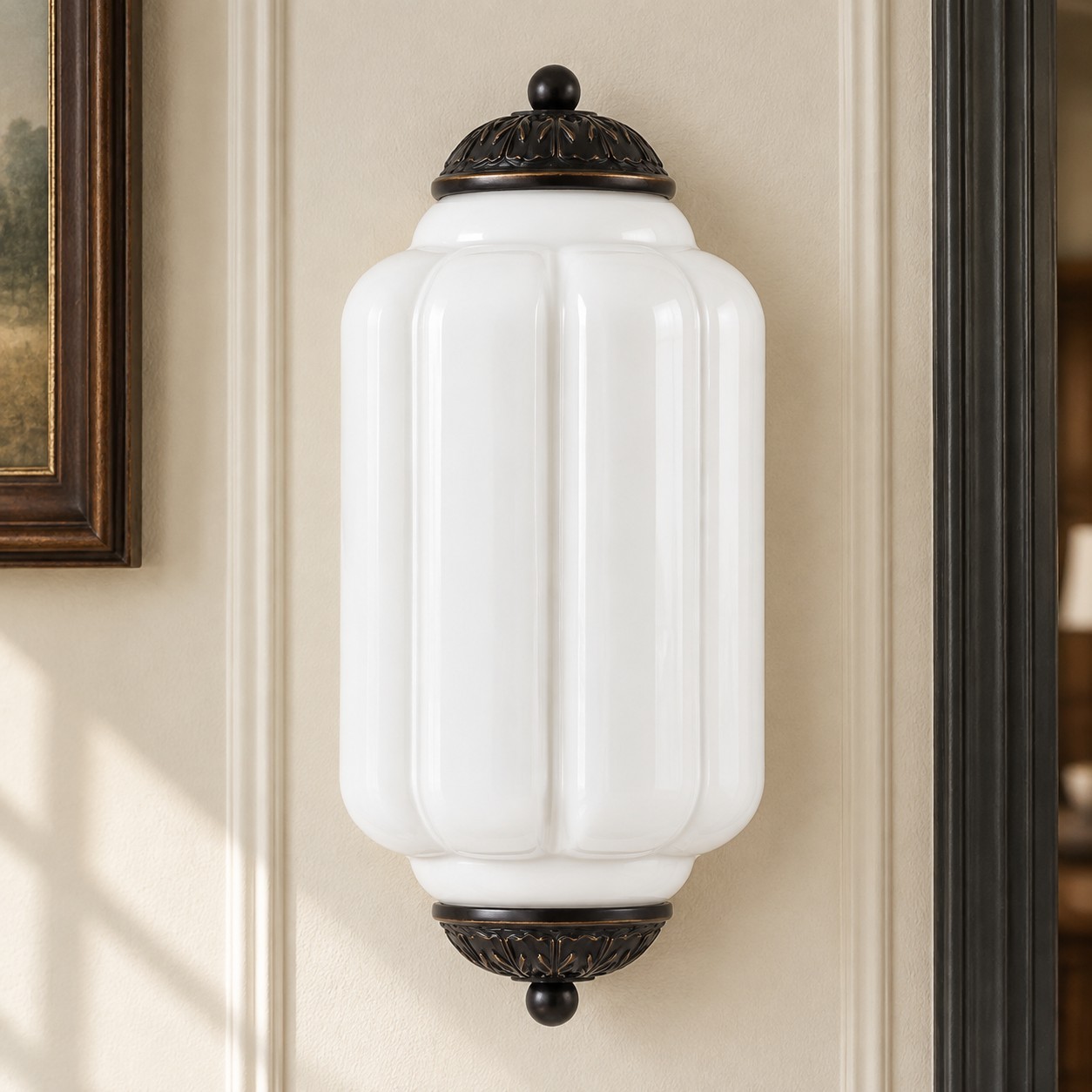 Michael Vintage Eloise Milk Glass Flush Wall Light