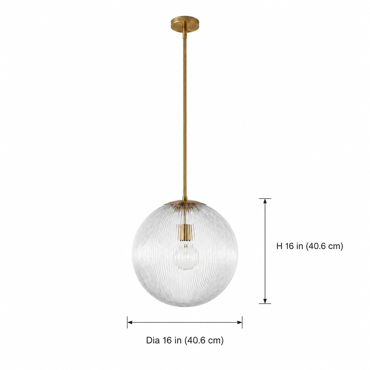 Alain Farmhouse Cooper Ribbed Glass Pendant Light