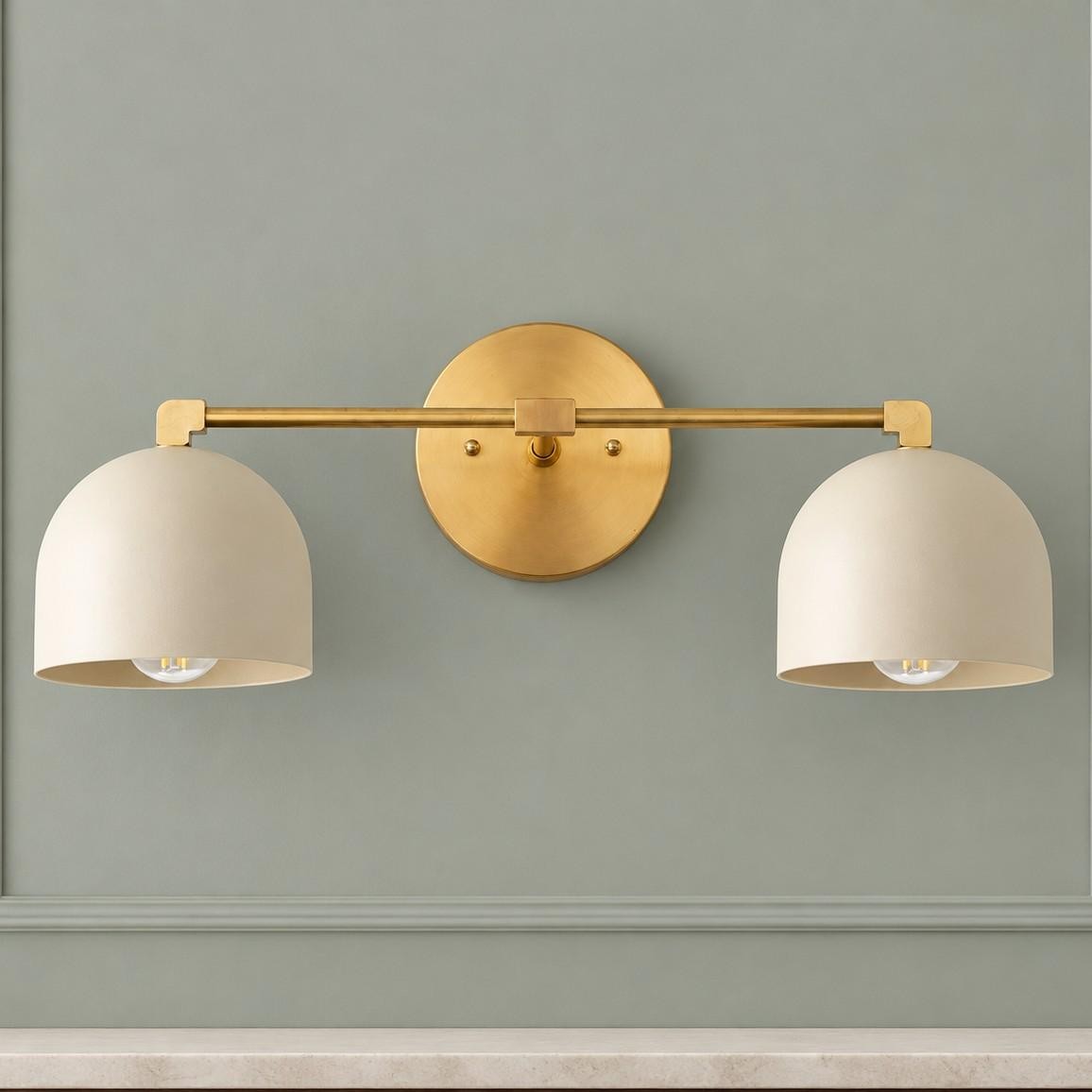 Astair Nordic Metal Deep Dome Vanity Wall Sconce in Rustic Brass