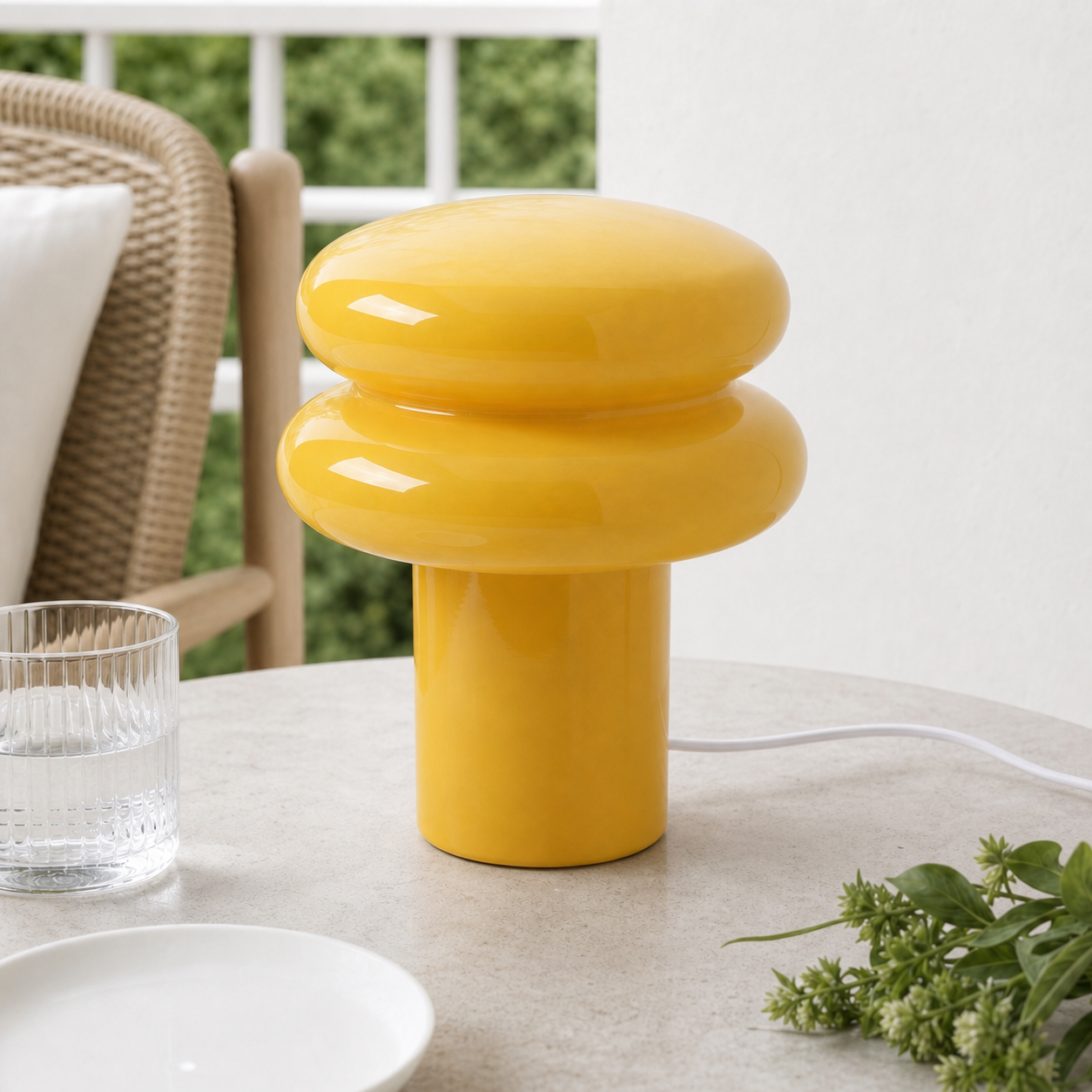 Nymeros Scandinavian Glass Mushroom Table Lamp