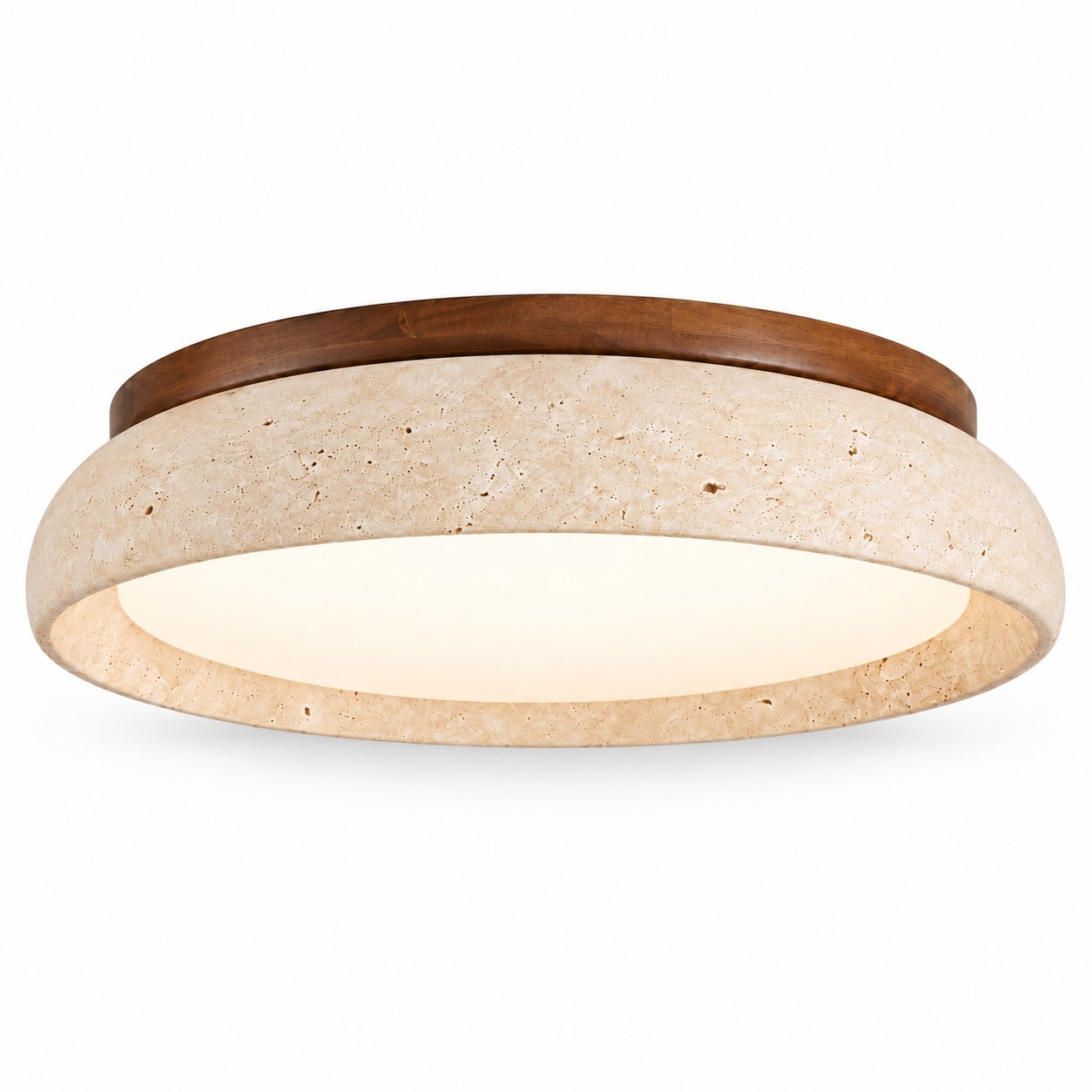 Archie Faux Travertine Round LED Flush Mount Ceiling Light