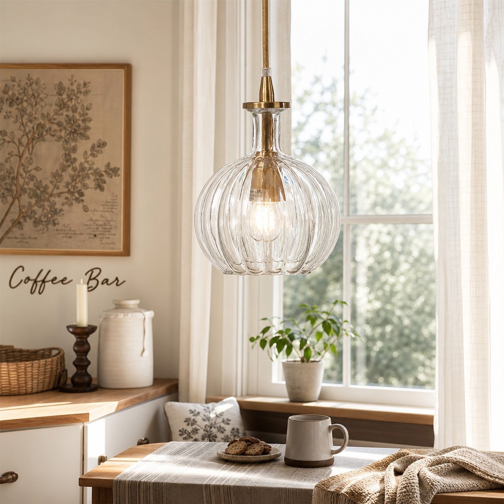 Billie Modern Ribbed Glass Carafe Pendant Light