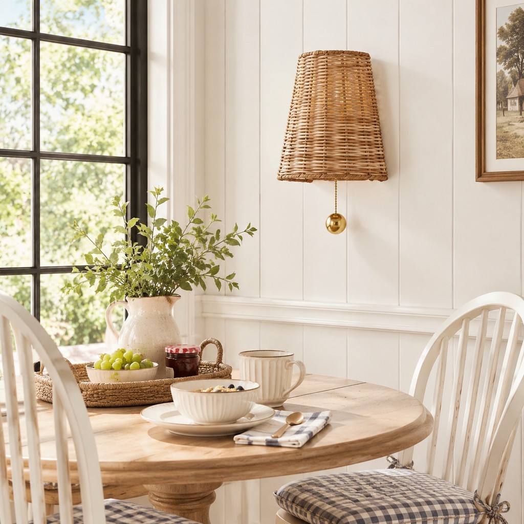 Elise Wabi-shabi Woven Rattan Wall Sconce