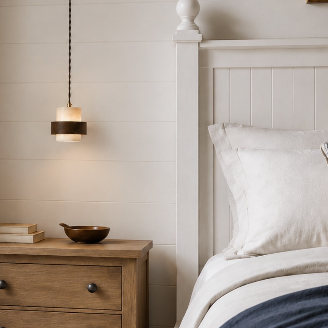 Sienna Wabi Sabi Wood and Alabaster Layered Pendant Light