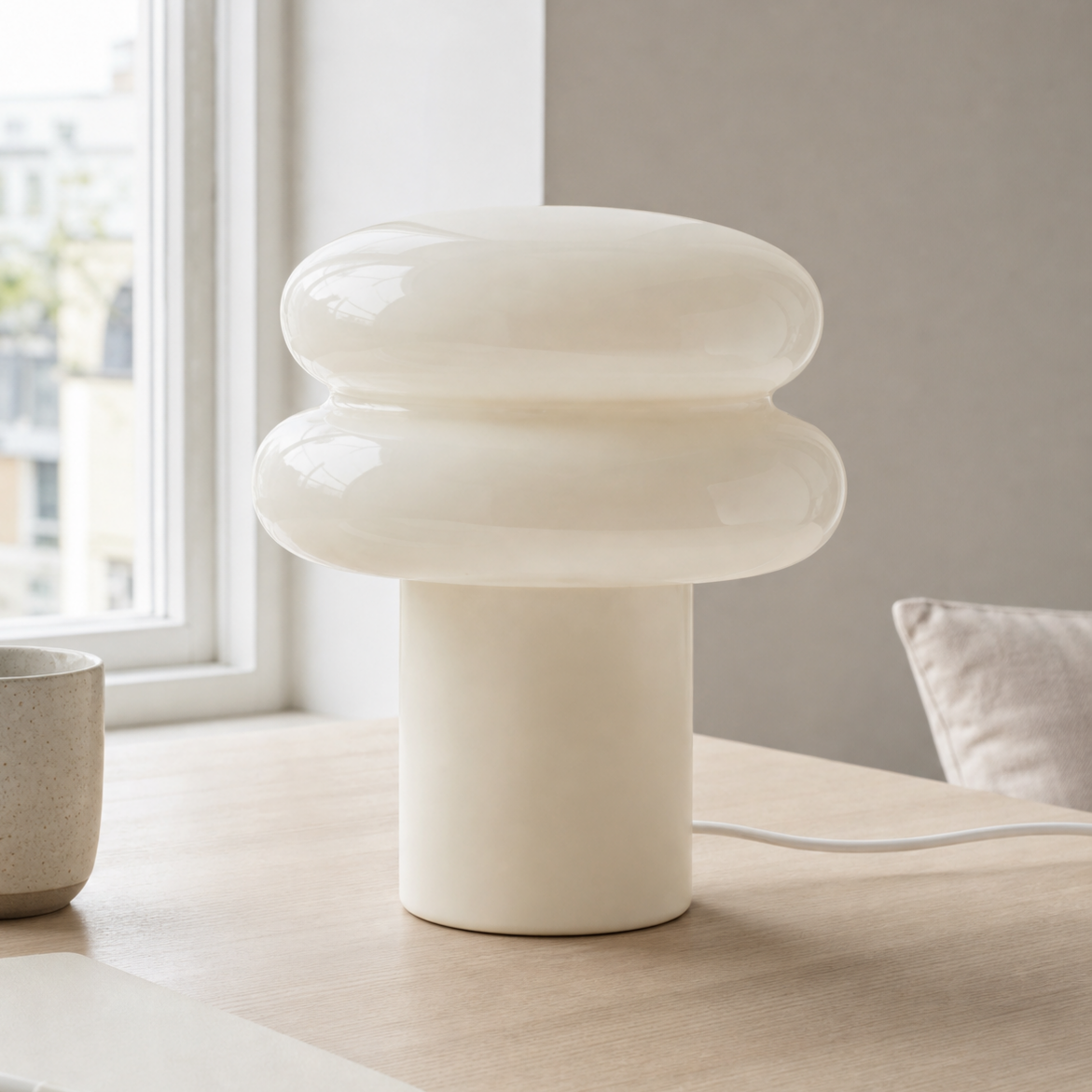 Nymeros Scandinavian Glass Mushroom Table Lamp