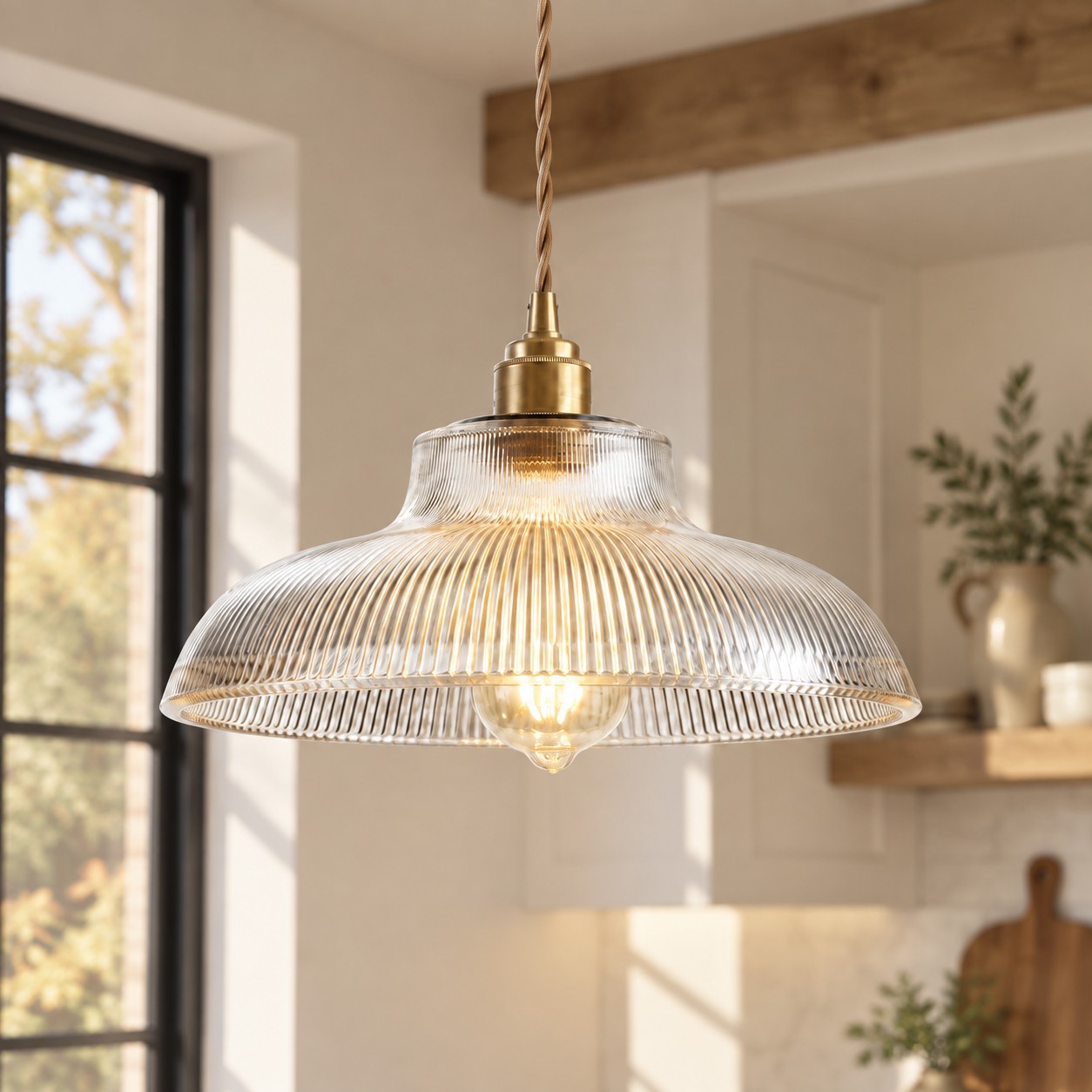Draxith Retro Japanese Striped Stained Glass Droplight