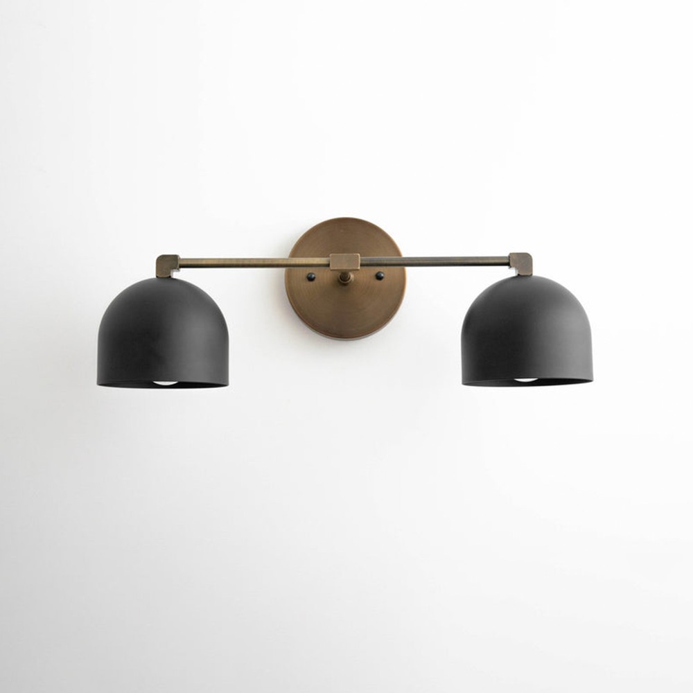 Astair Nordic Metal Deep Dome Vanity Wall Sconce in Rustic Brass