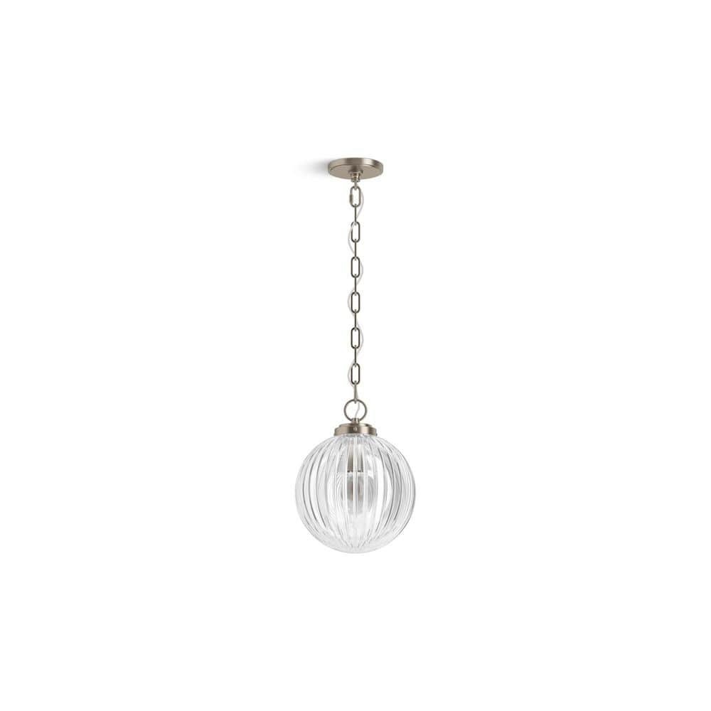 Hana Farmhouse Ribbed Glass Globe Pendant Light