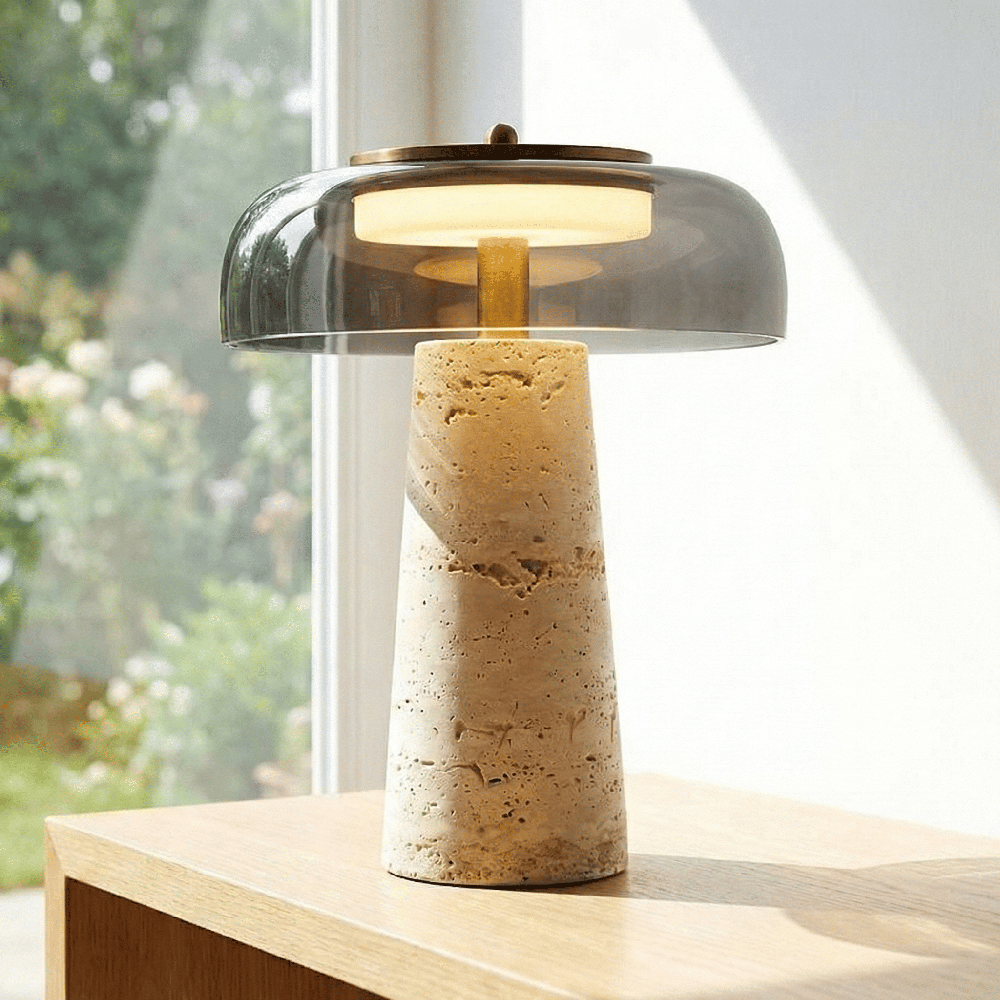 Camryn Nordic Travertine Dome Table Lamp