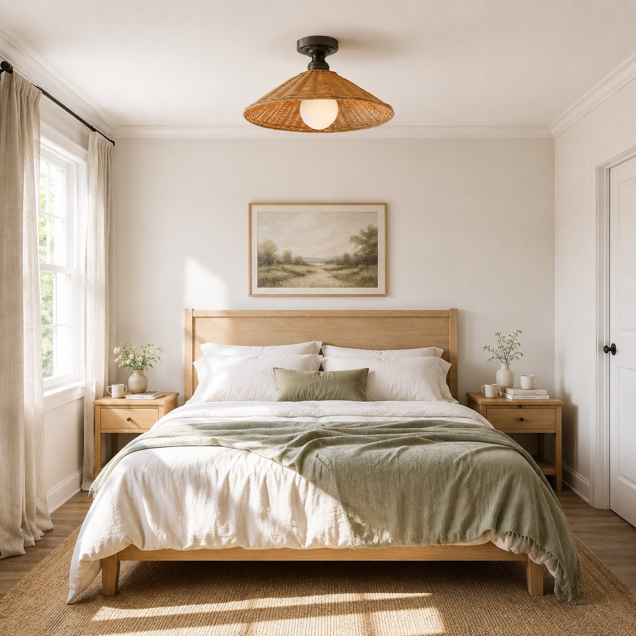 Blisaa Farmhouse Conical Rattan Ceiling Light
