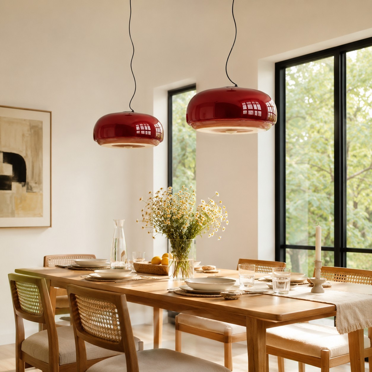 Vexlynn Scandinavian Round Dual-Layer Tinted Glass Pendant Light