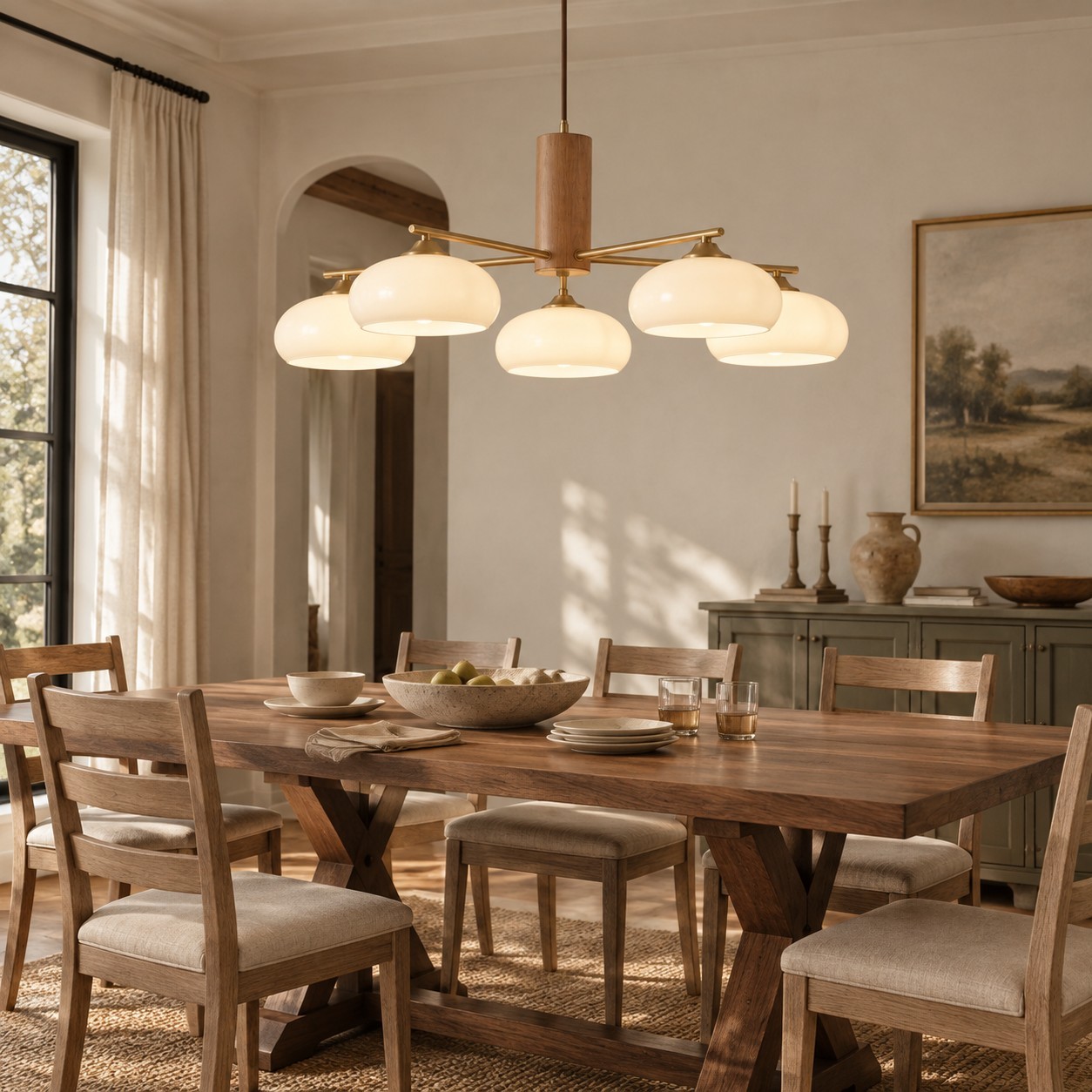 Xanthea Elliptical Persimmon Milk Glass Chandelier