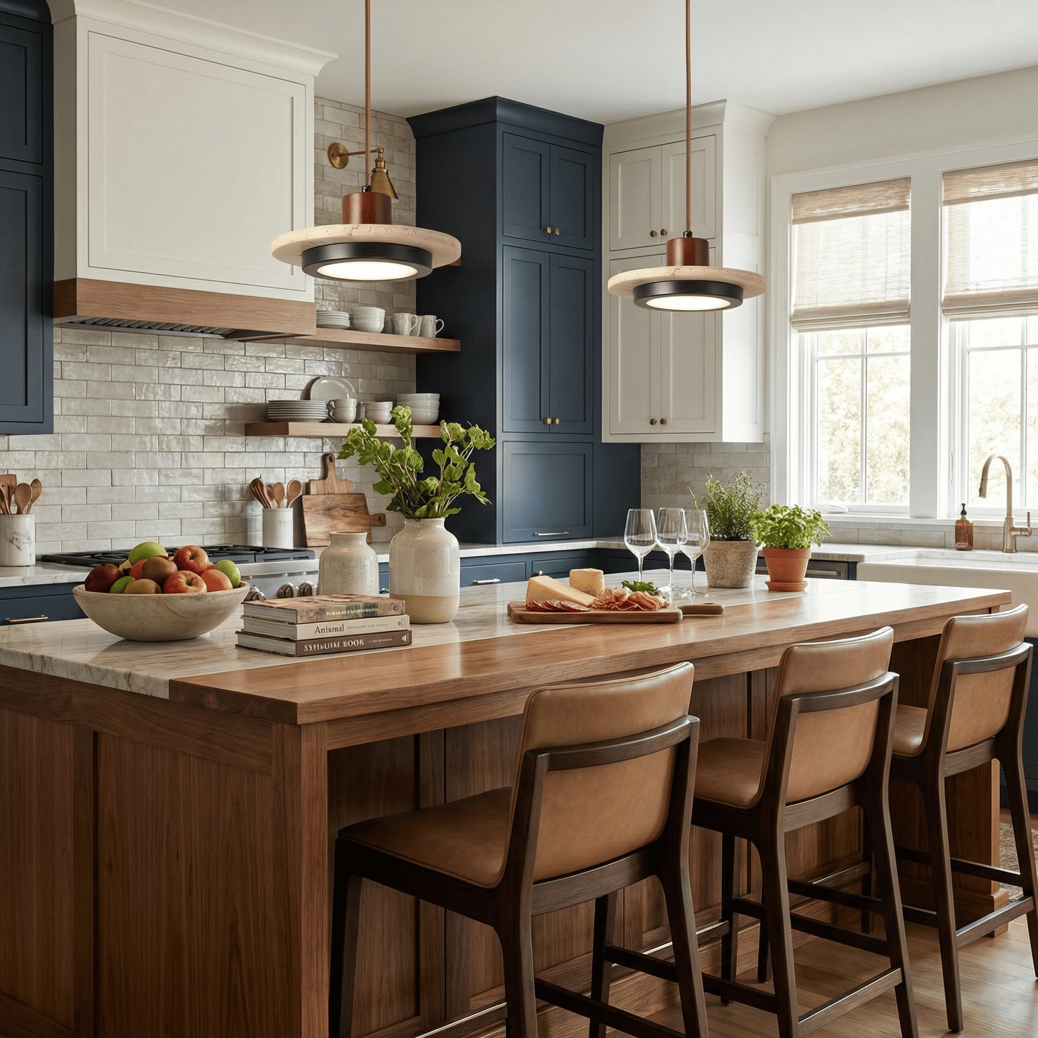Kassia Wabi-Sabi Travertine Disc LED Pendant Light