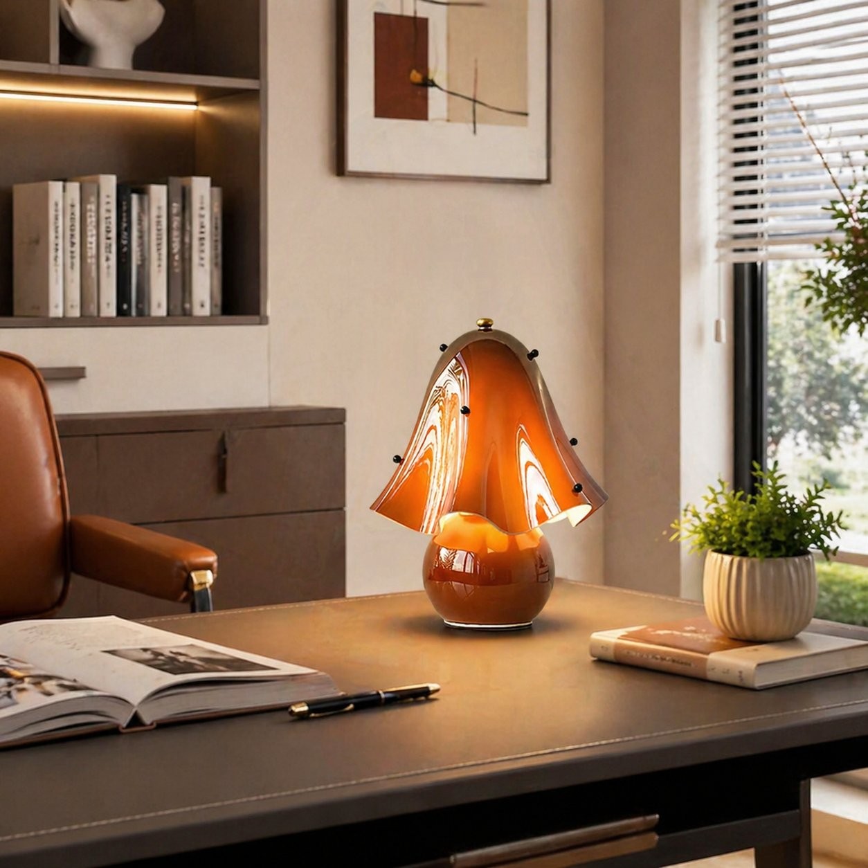 Catalina Modern Wavy Glass Petal Fazzo Table Lamp