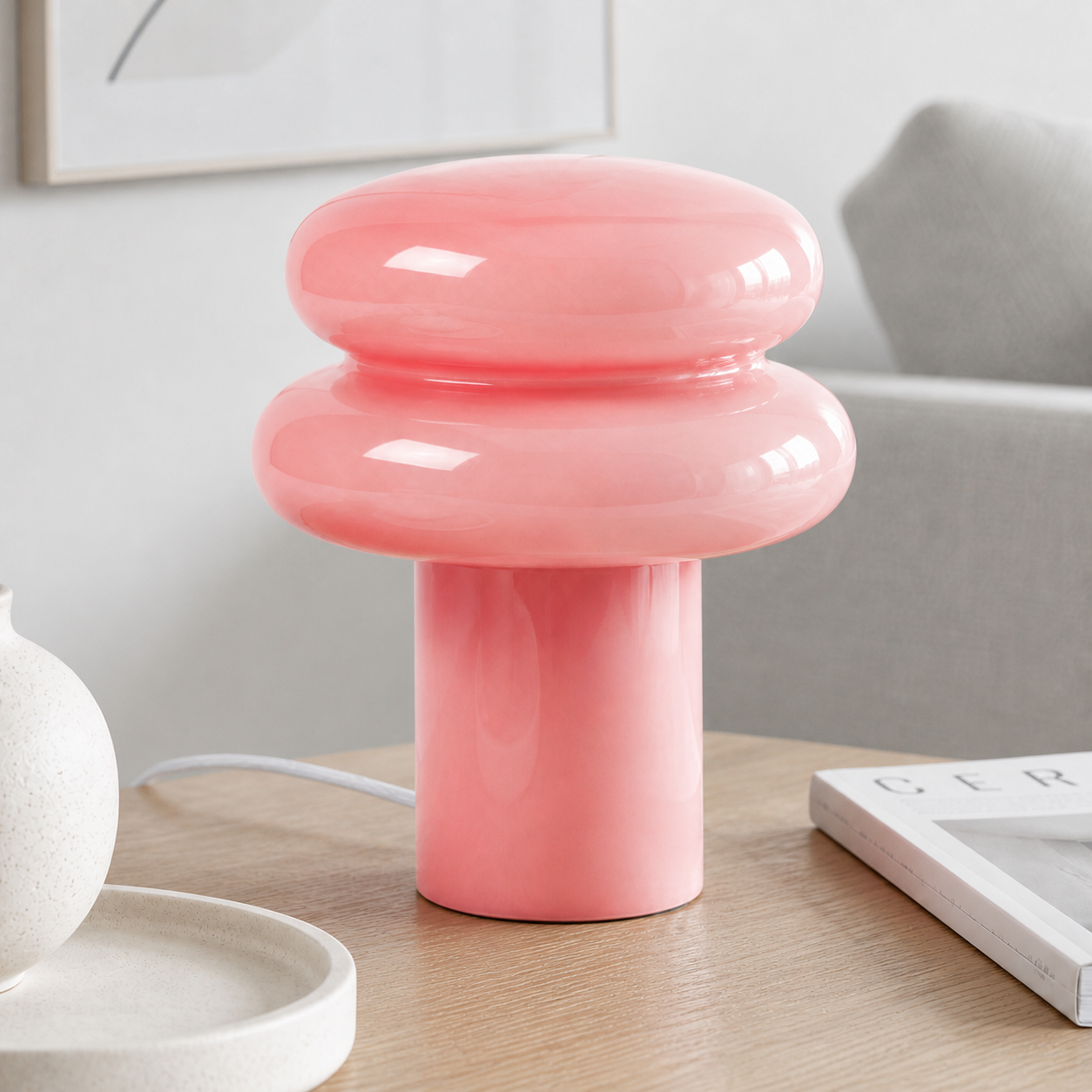 Nymeros Scandinavian Glass Mushroom Table Lamp