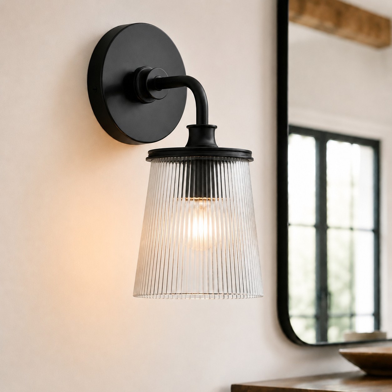 Margot Farmhouse Ribbed Glass 1/2/3 Lights Vanity Wall Sconce