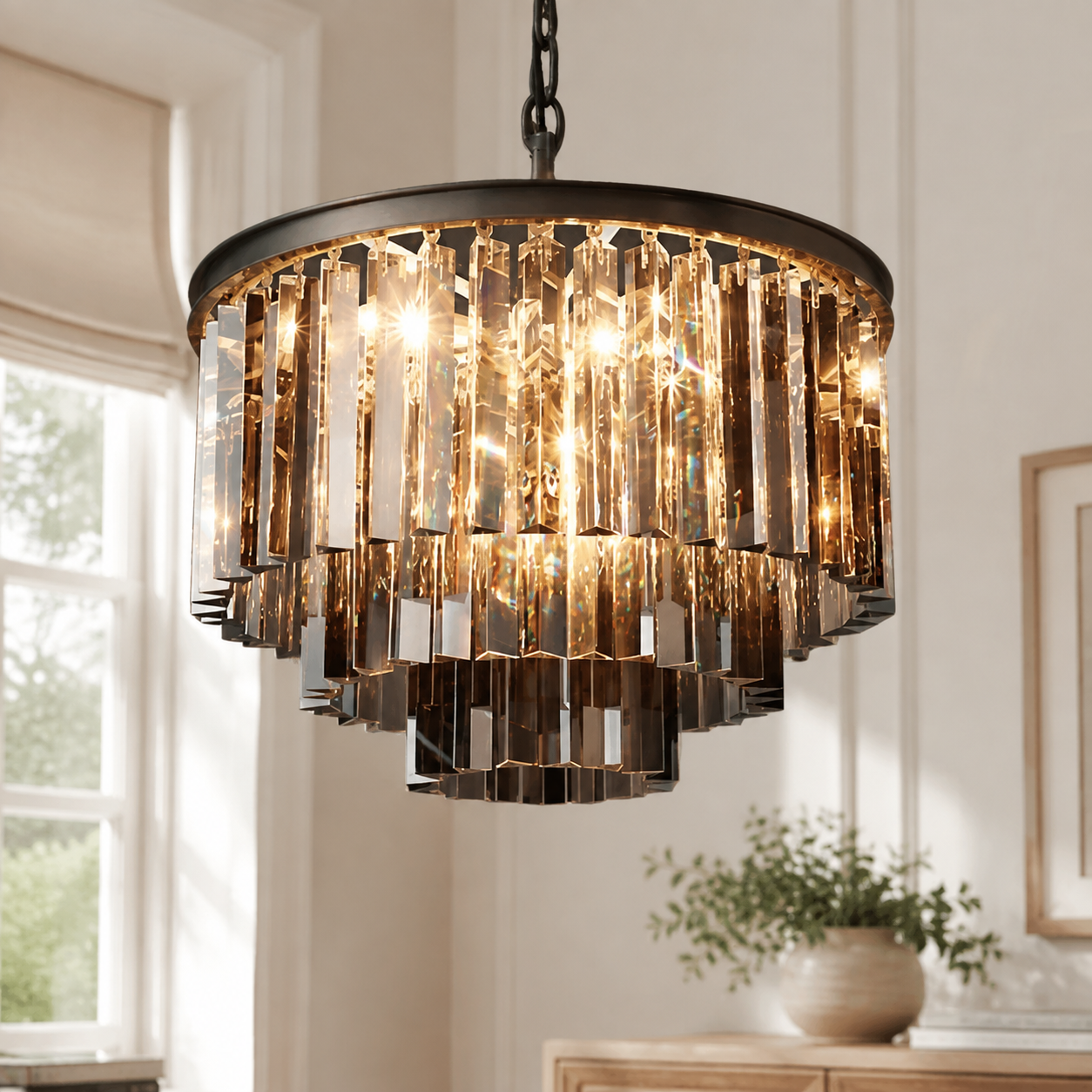 Guinevere Vintage Luxury Tiered Round Crystal Chandelier