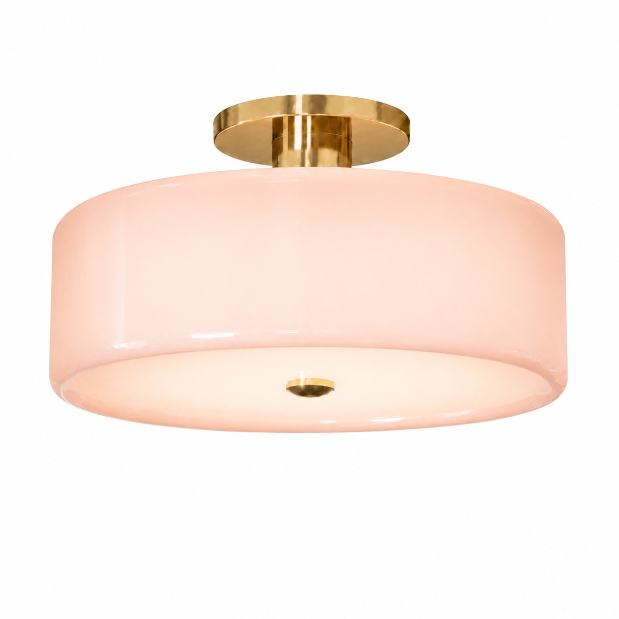 Idalie Mid-Century Modern Glass Drum Semi Flush Mount Ceiling Light