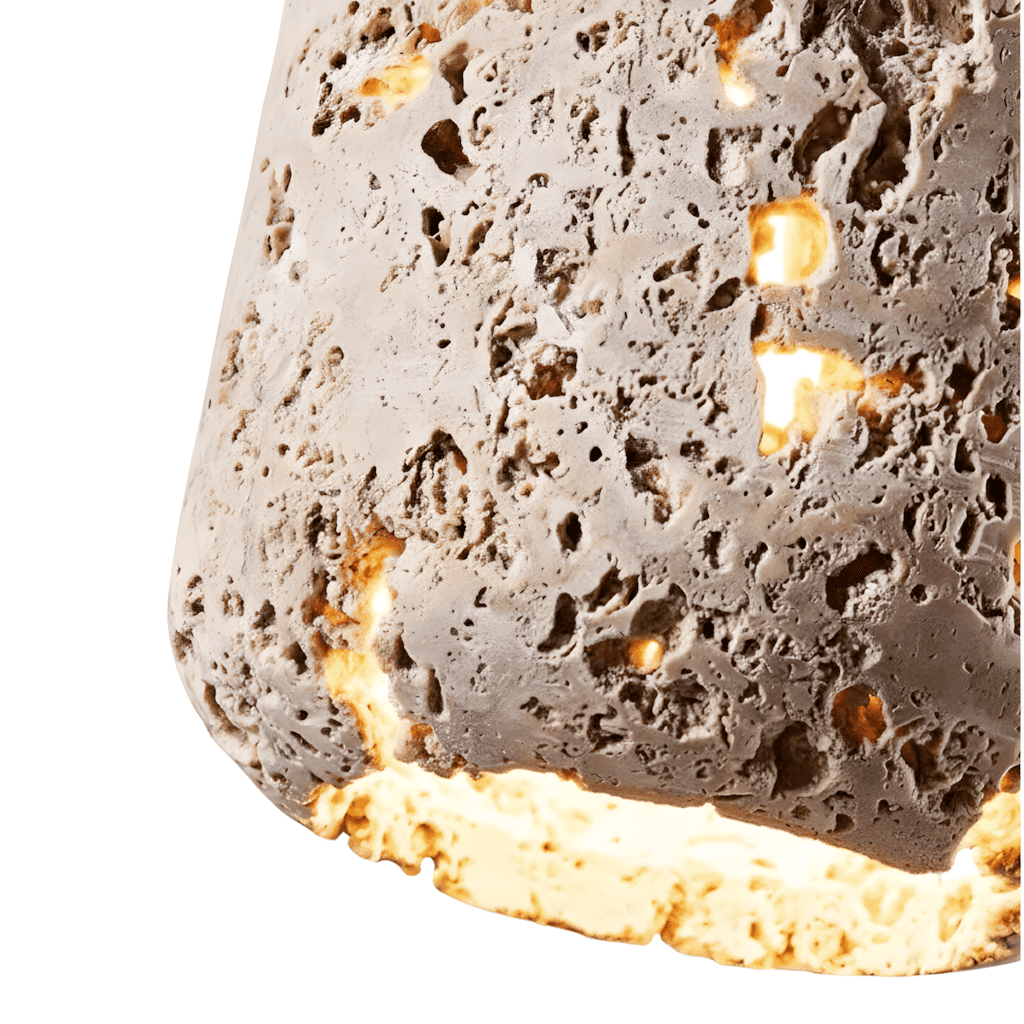 Kianu Wabi-Sabi Travertine Barrel Pendant Light