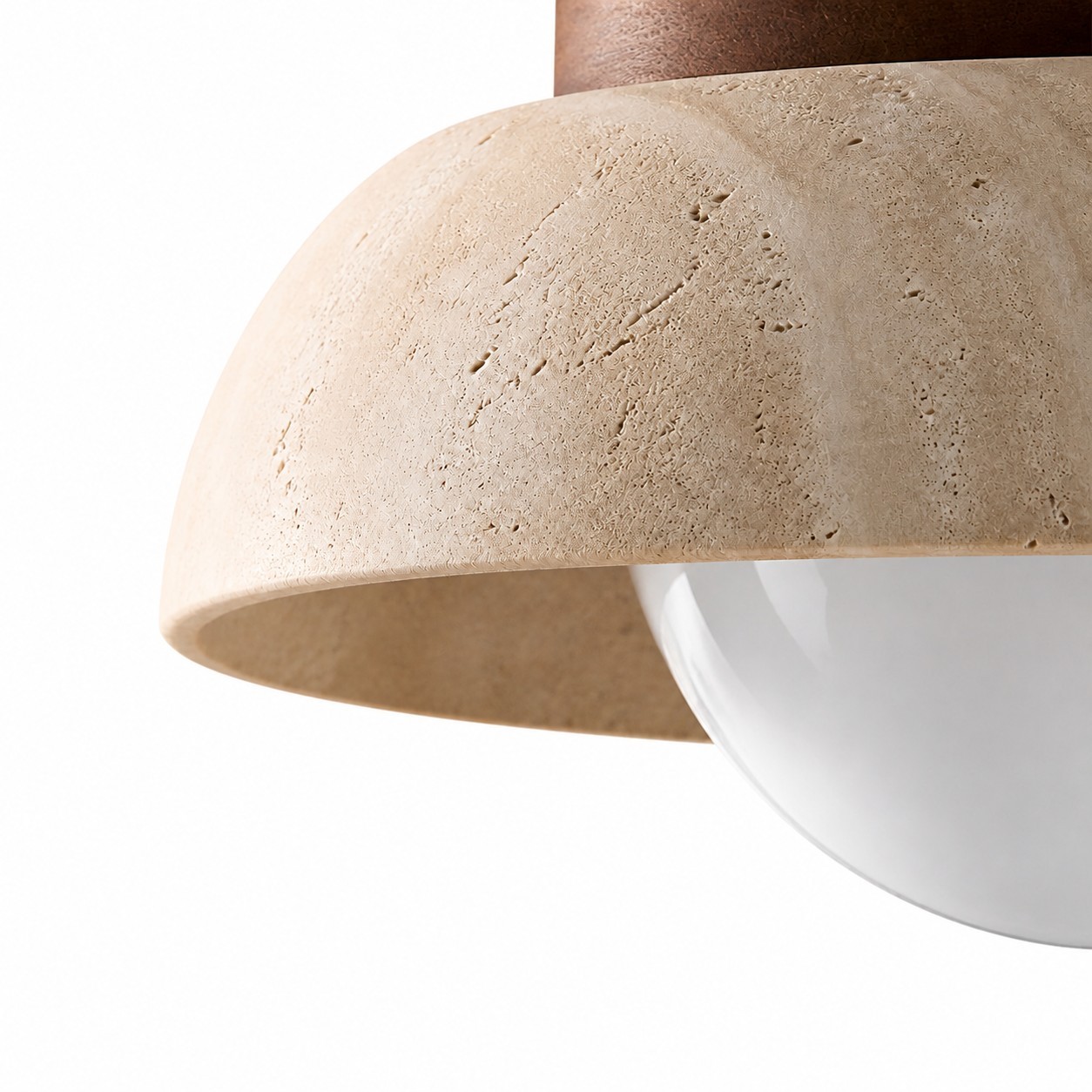Arthur Modern Travertine Round Semi Globe Ceiling Light