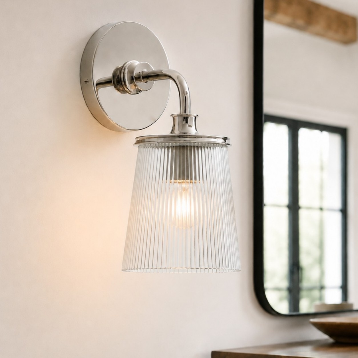 Margot Farmhouse Ribbed Glass 1/2/3 Lights Vanity Wall Sconce