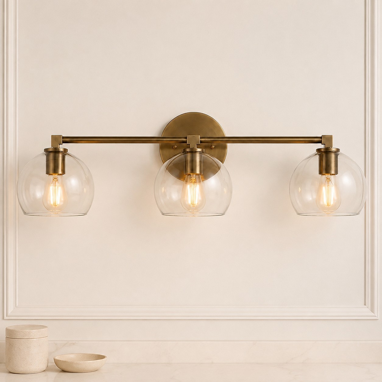 Conrad Vintage 3 Light Bellflower Glass Wall Sconce