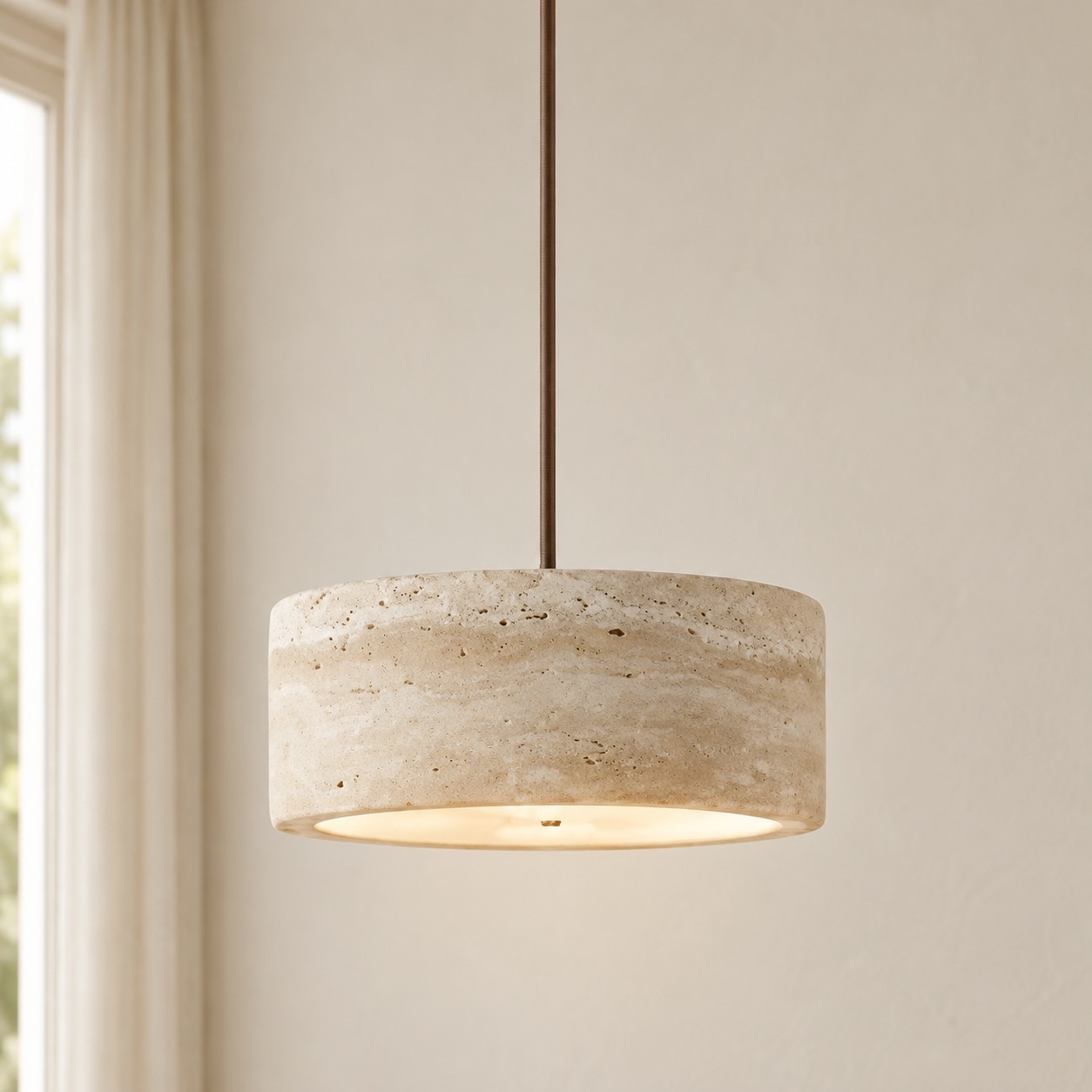 Gilbert Modern Shatter-Resistant Travertine-Look Linear Pendant Light