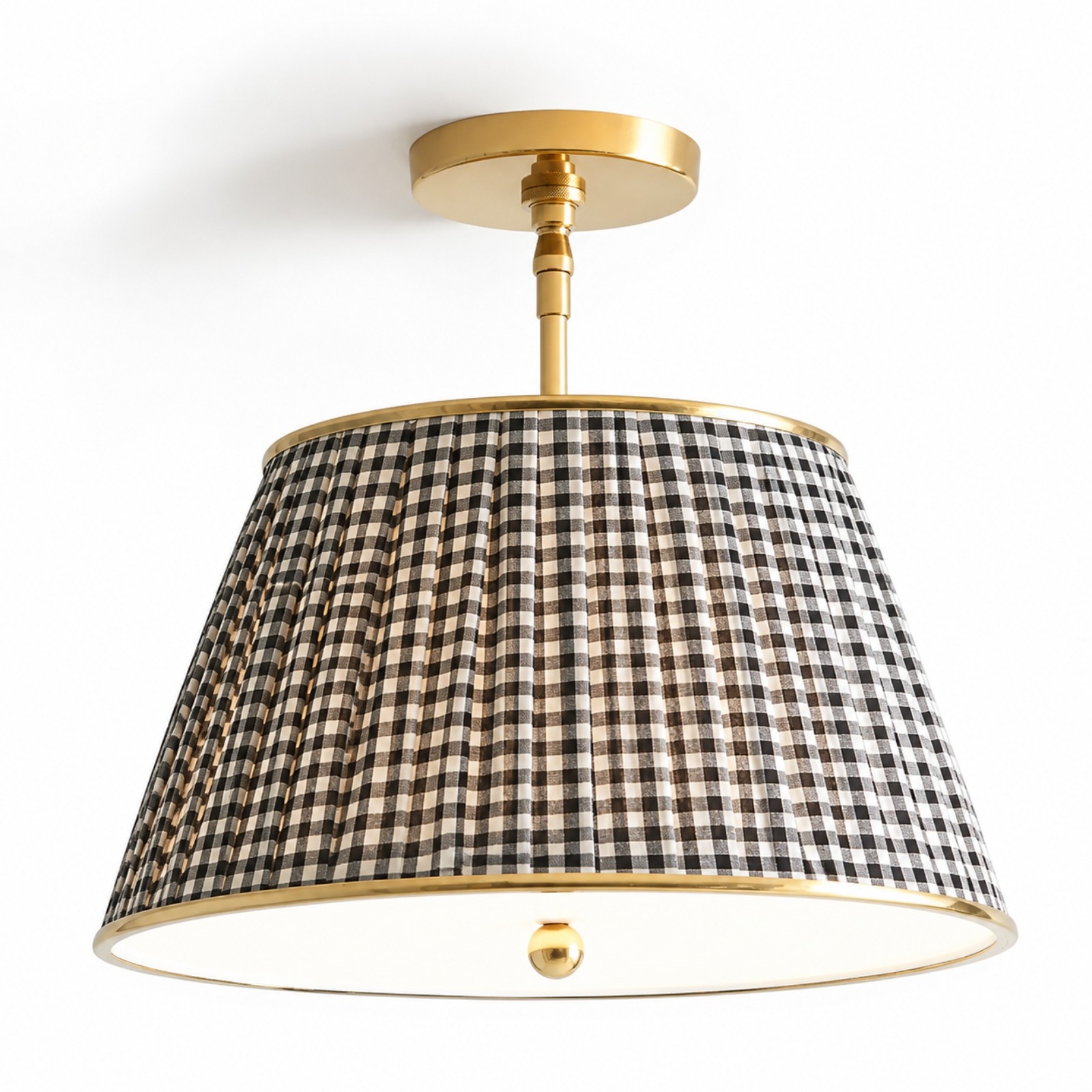 Celestine French Country Pleated Fabric Semi-Flush Ceiling Light