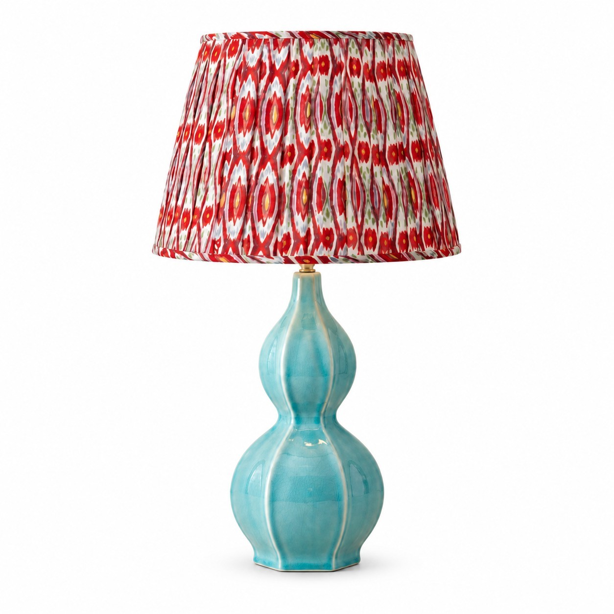 Cresenda Bohemian Fabric Ceramic Gourd Table Lamp