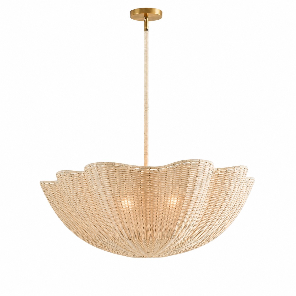 Daxter Bohemian Woven Rattan Scalloped Pendant Light
