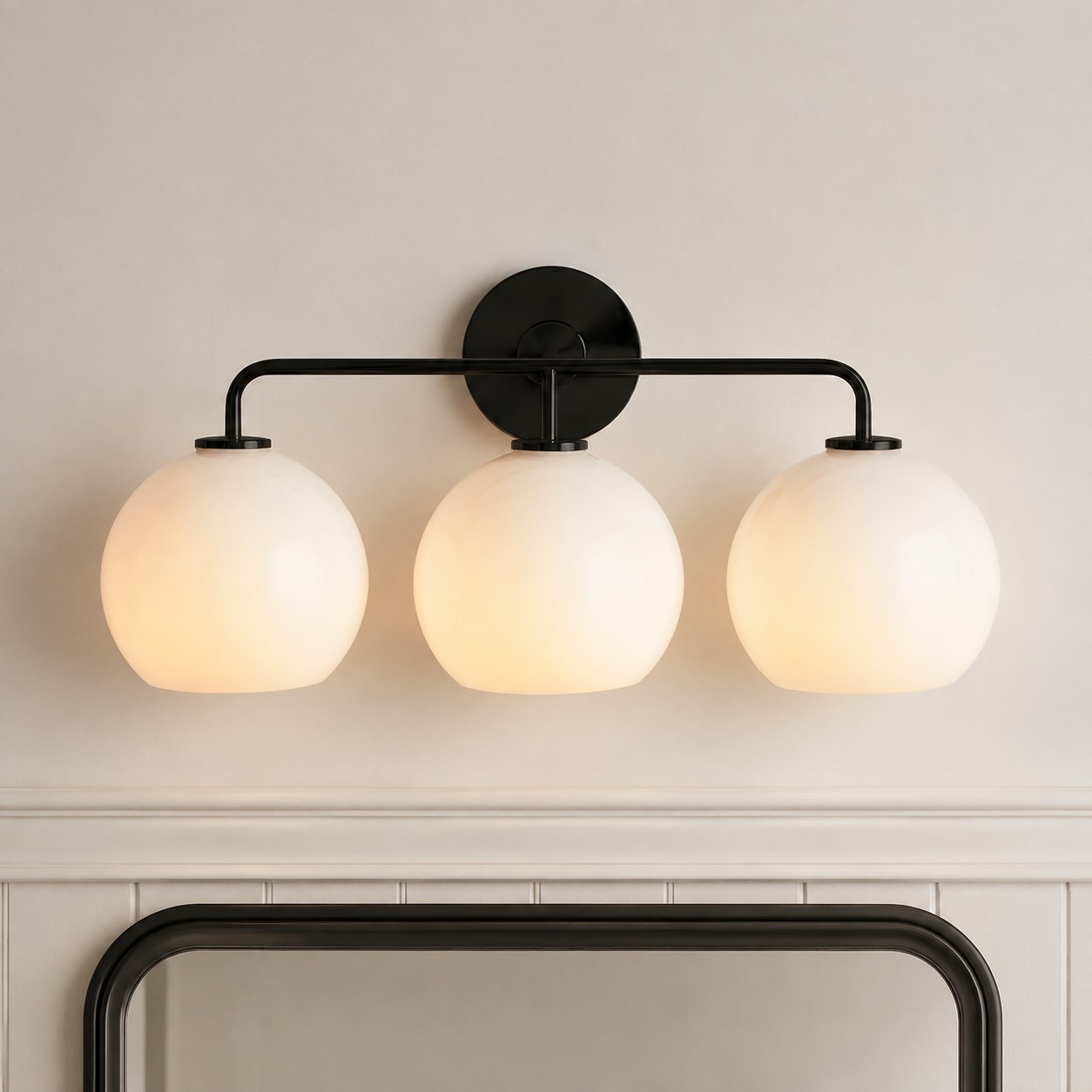 Konig Minimalist 3-Light Round Shade Brass Glass Wall Light