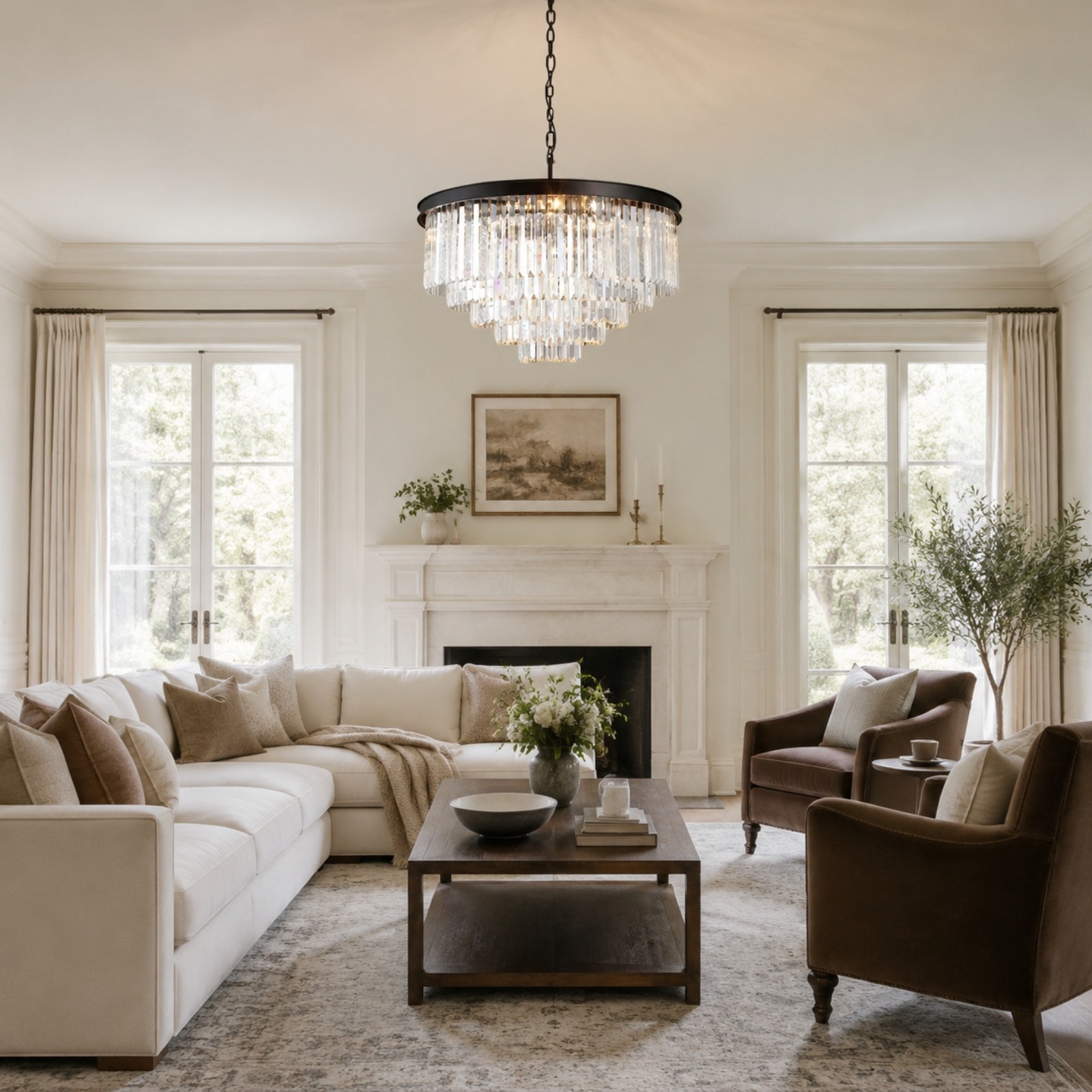 Guinevere Vintage Luxury Tiered Round Crystal Chandelier