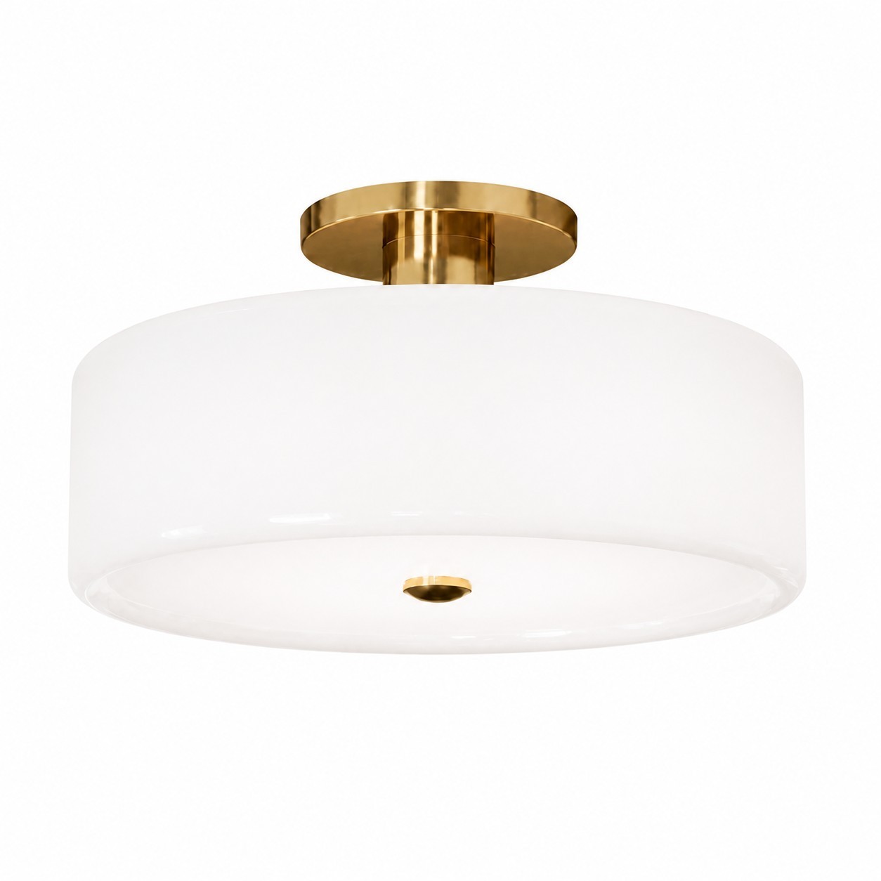 Idalie Mid-Century Modern Glass Drum Semi Flush Mount Ceiling Light