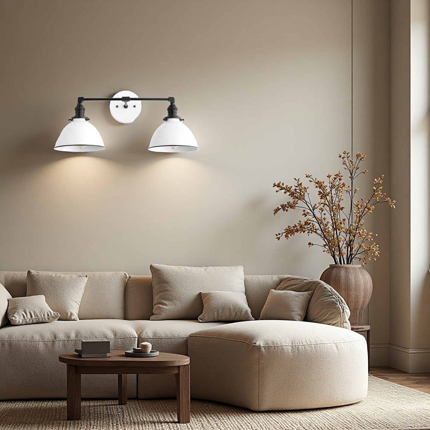 Amelia Farmhouse White Metal Dome Sconce