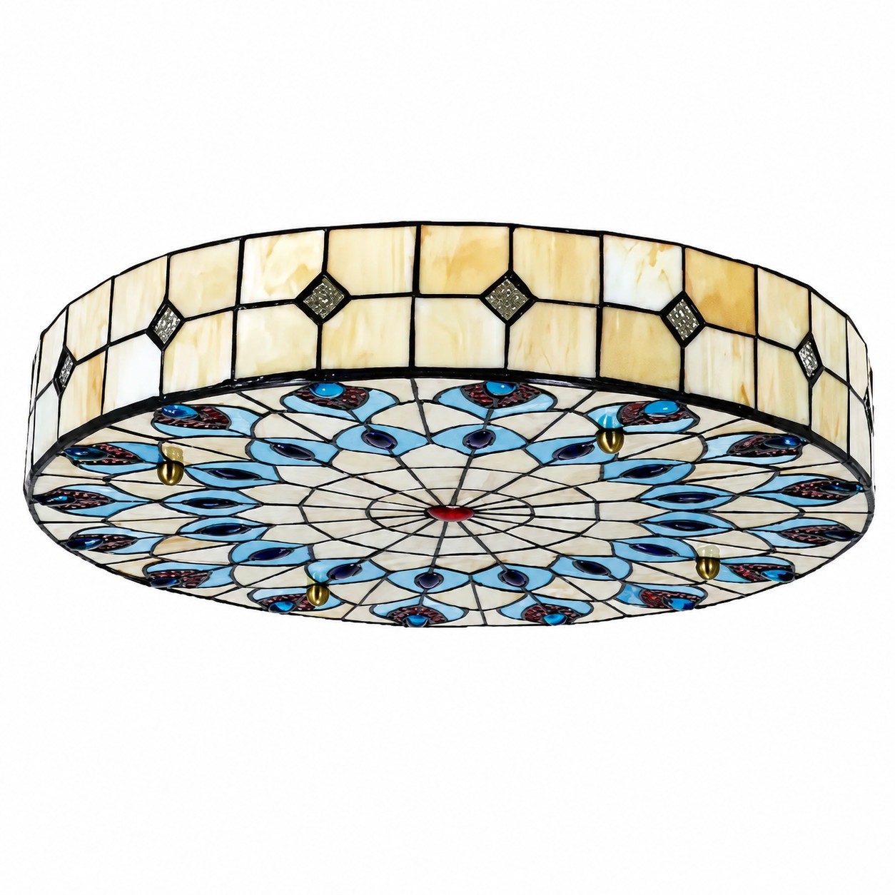 Eiridian Vintage Tiffany Stained Glass Flush Mount Ceiling Light