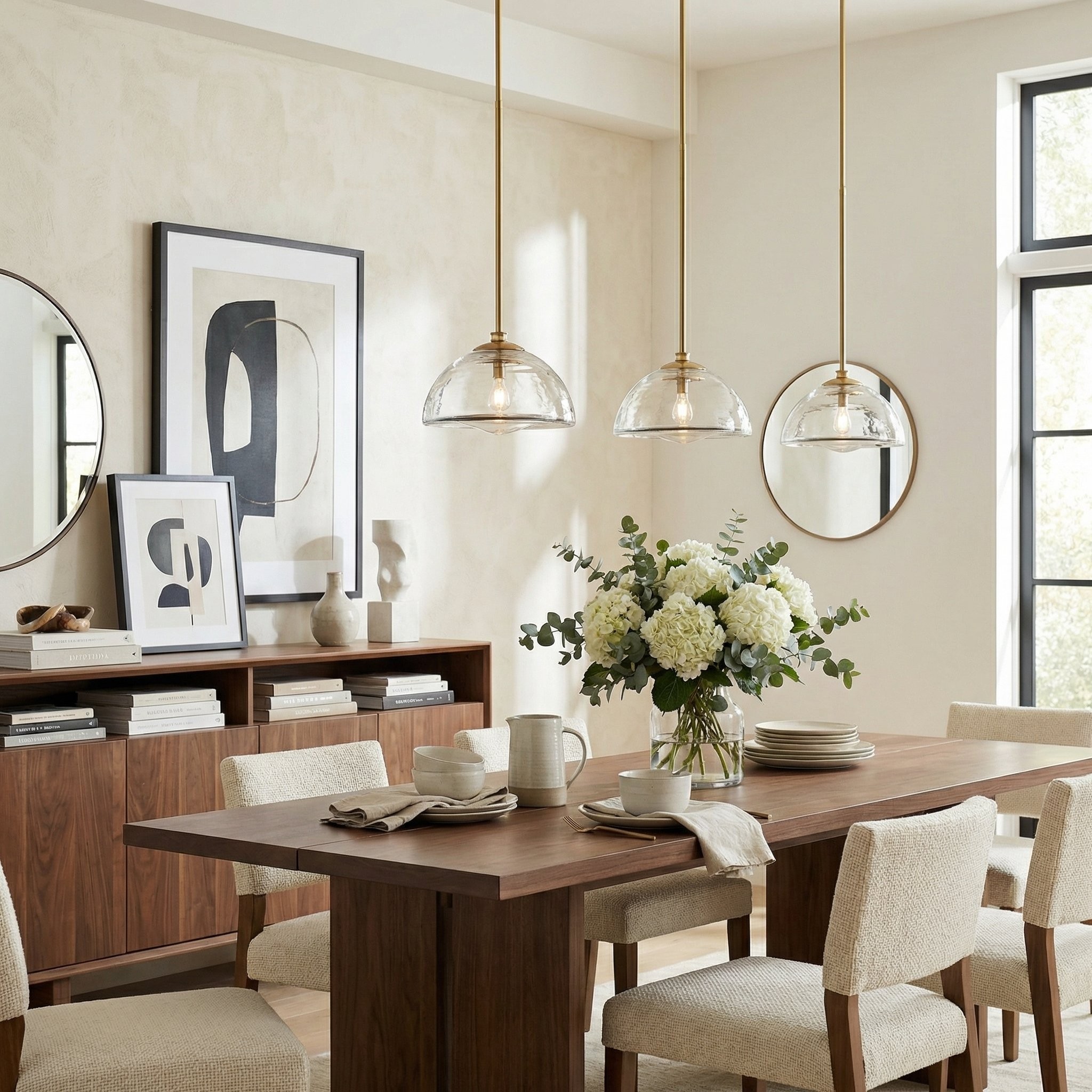 Brenna Modern Brass Cast Glass Dome Pendant Light
