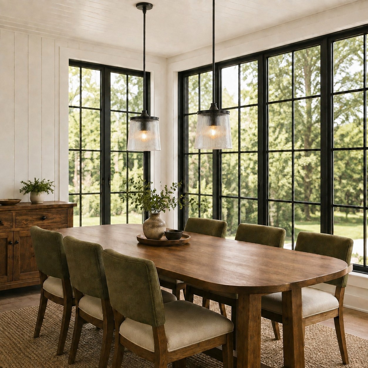 Caleb Modern Trapezoid Ribbed Glass Pendant Light