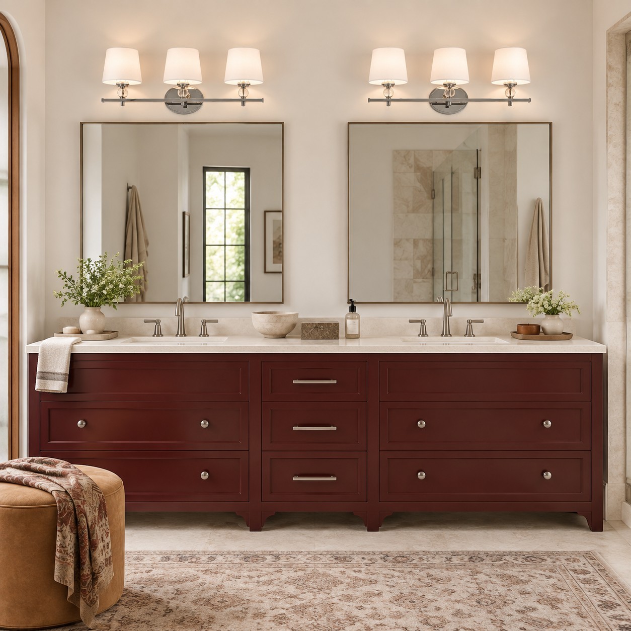 Remi Rustic 3-Light White Fabric Sconce
