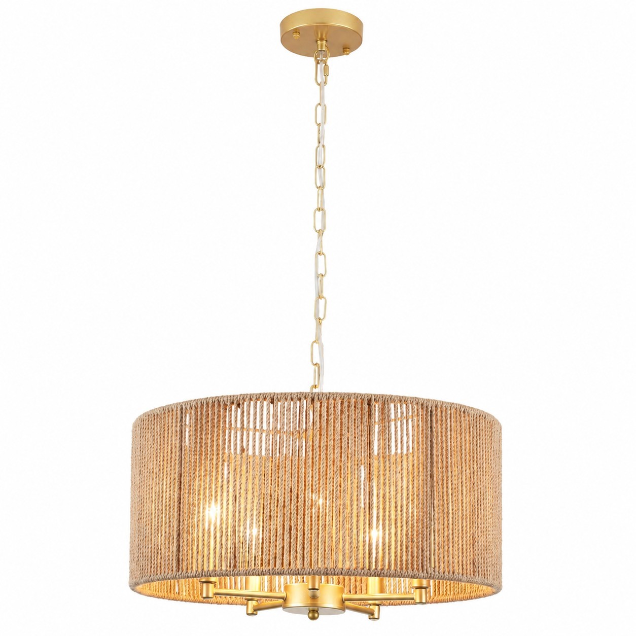 Haynes Rustic Rattan Dimmable Drum Pendant Light