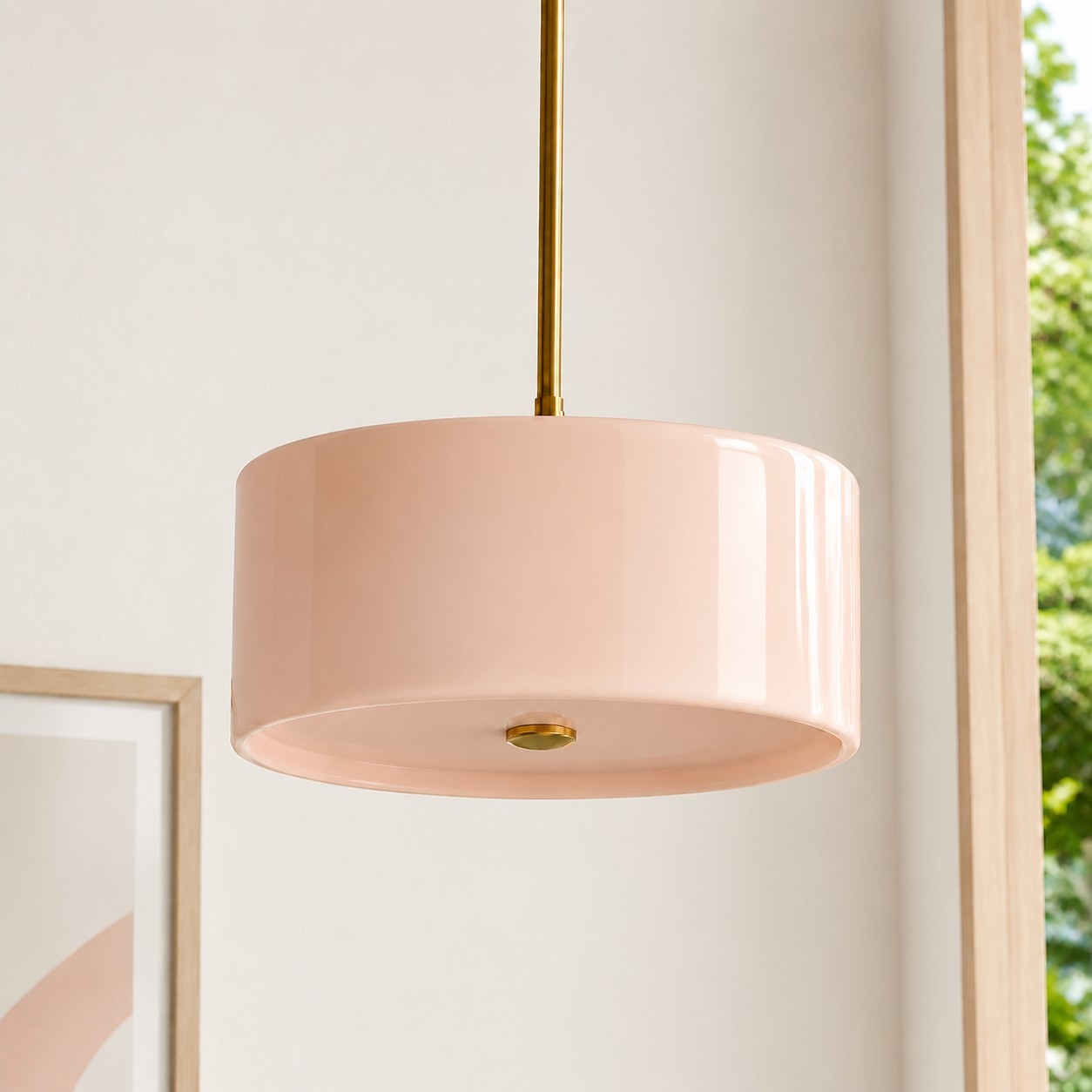 Xavier Modern Glossy Ceramic Drum Pendant Light
