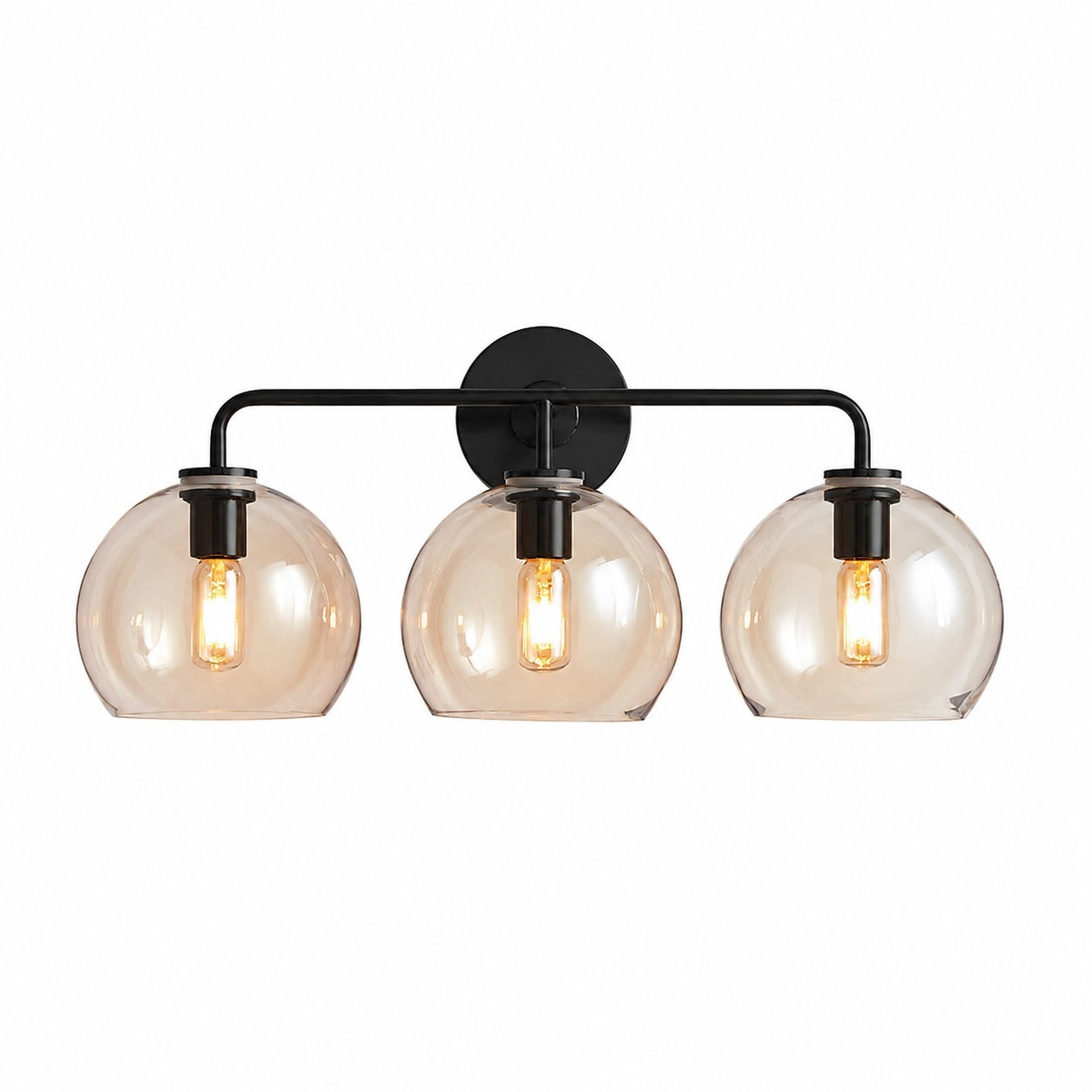 Konig Minimalist 3-Light Round Shade Brass Glass Wall Light