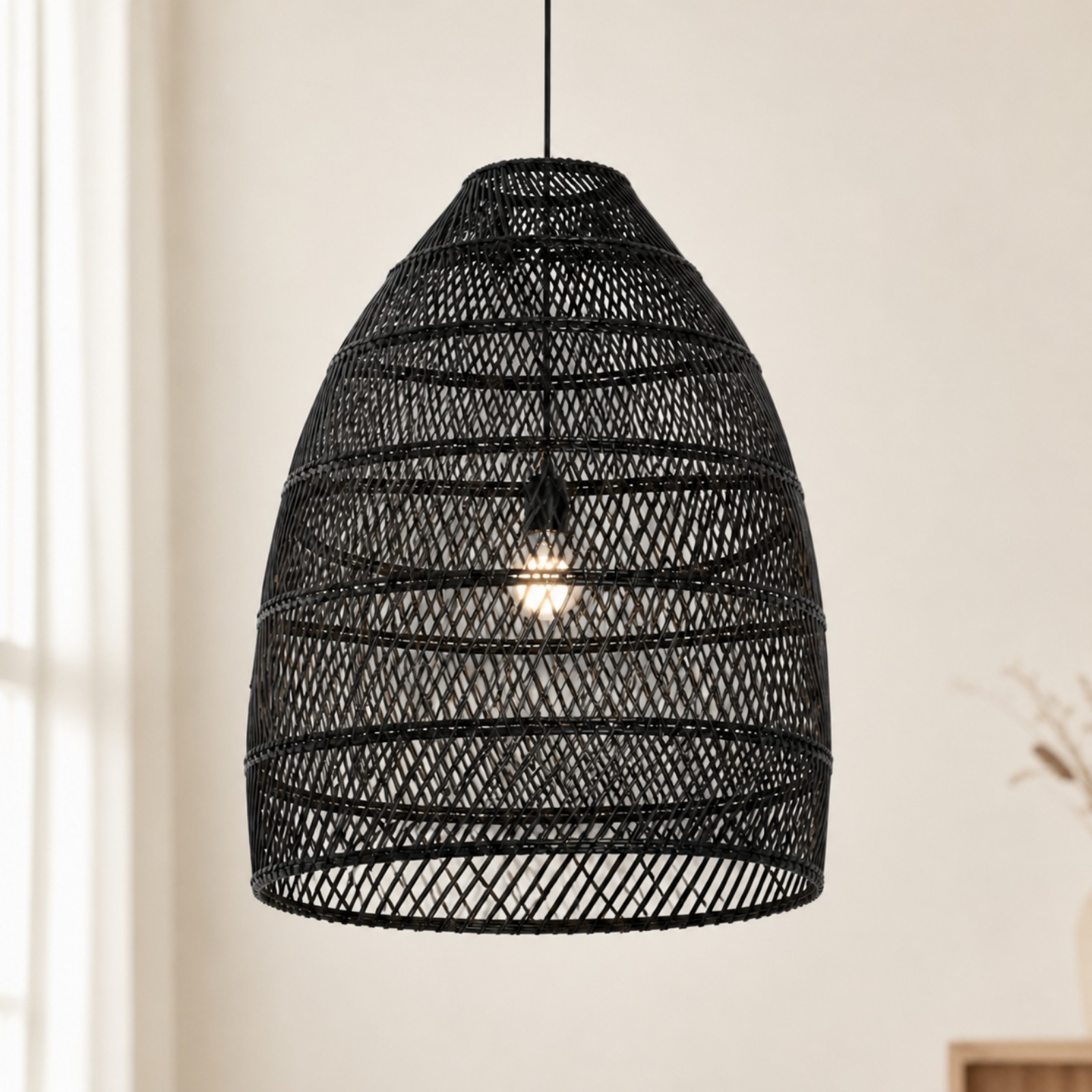 Juno Scandinavian Boho Woven Wicker Rattan Pendant Light