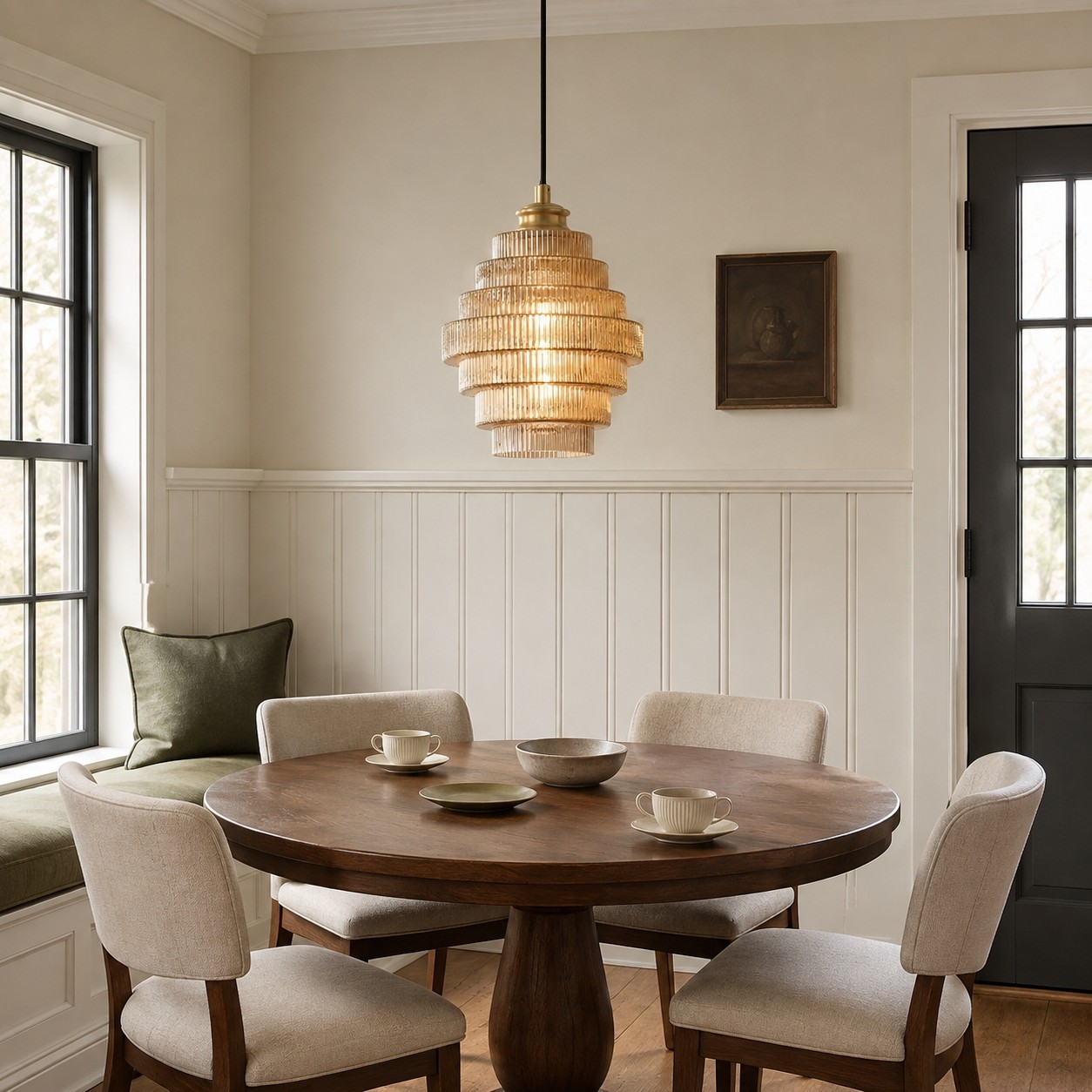 Kaelyn Bottle Shade Stained Striped Glass Pendant Light