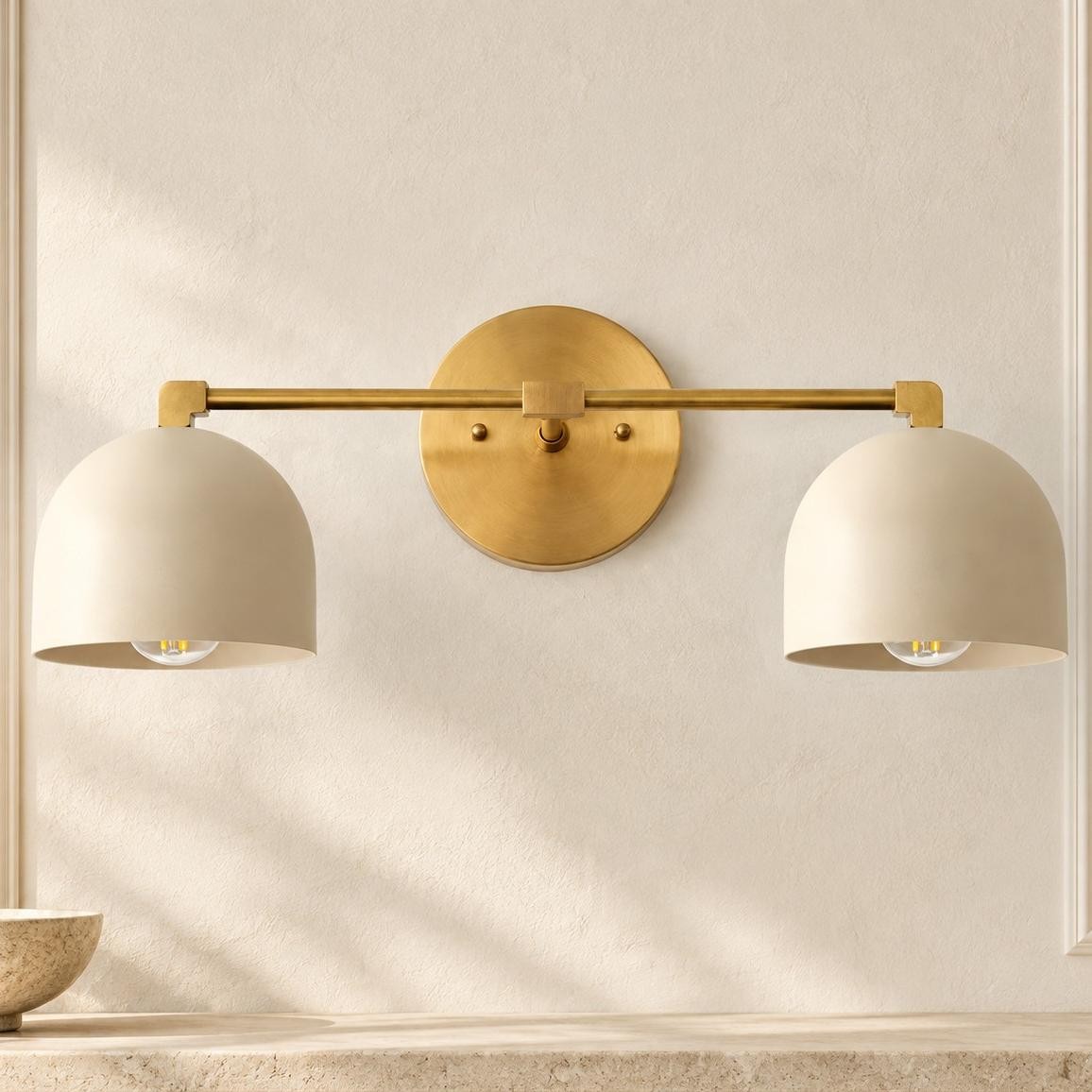 Astair Nordic Metal Deep Dome Vanity Wall Sconce in Rustic Brass