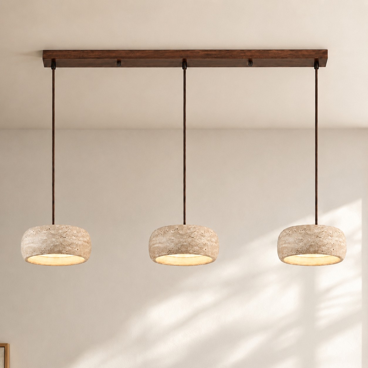 Veloria Scandinavian Travertine Round Pendant Light
