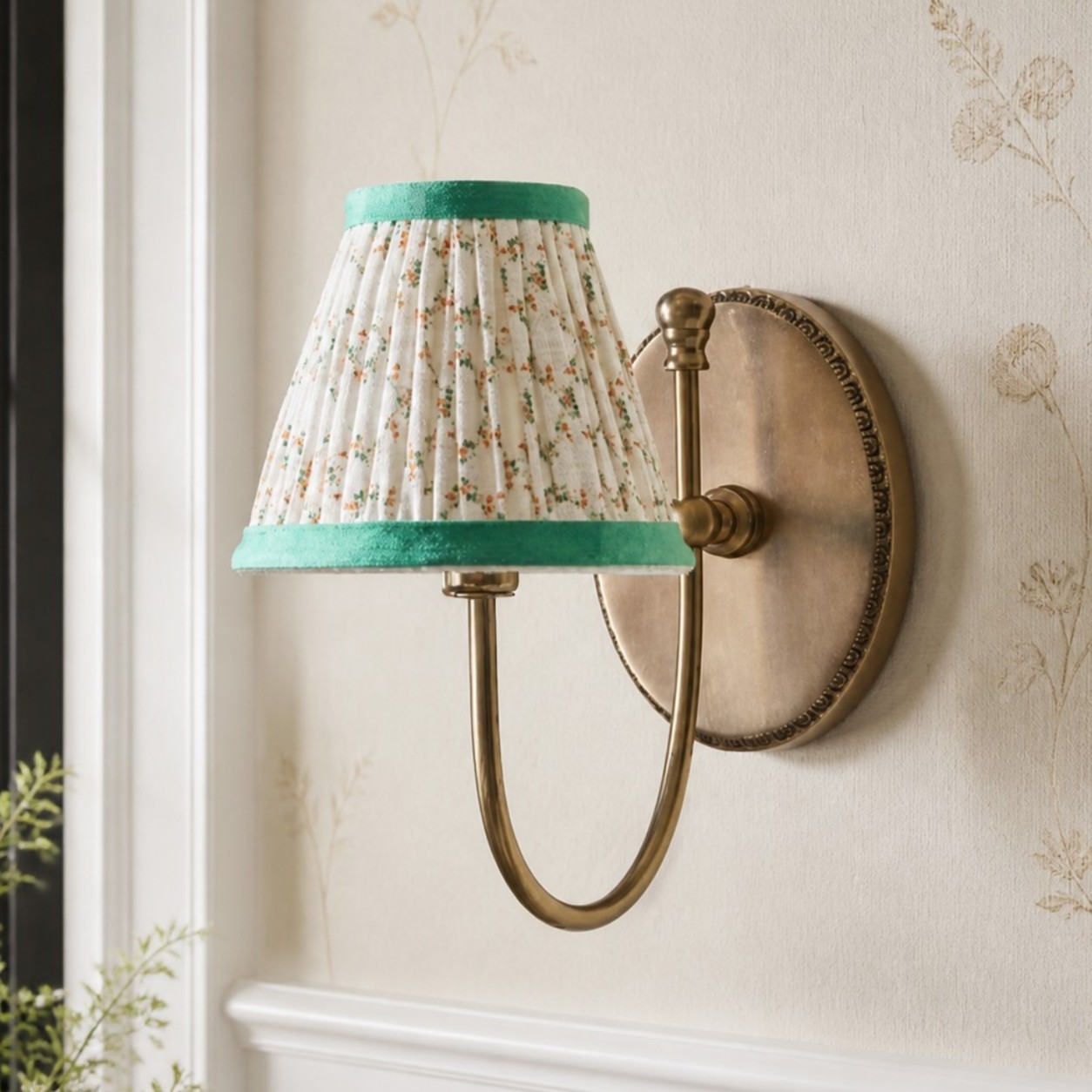 Orphelyx French Brass Fabric Shade Sconce Light