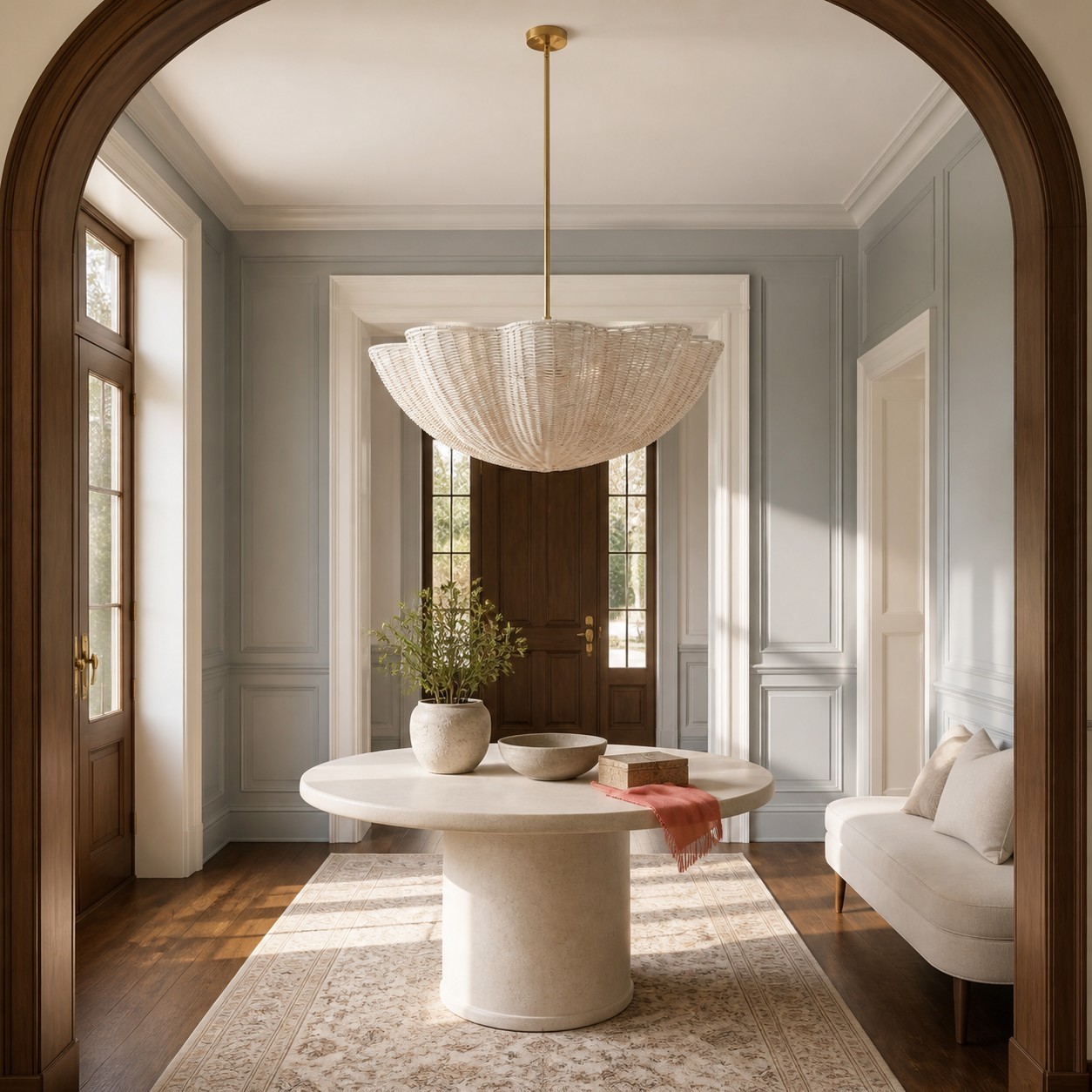 Daxter Bohemian Woven Rattan Scalloped Pendant Light